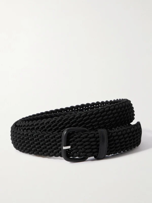 Charvet Woven Leather-trimmed Cord Belt