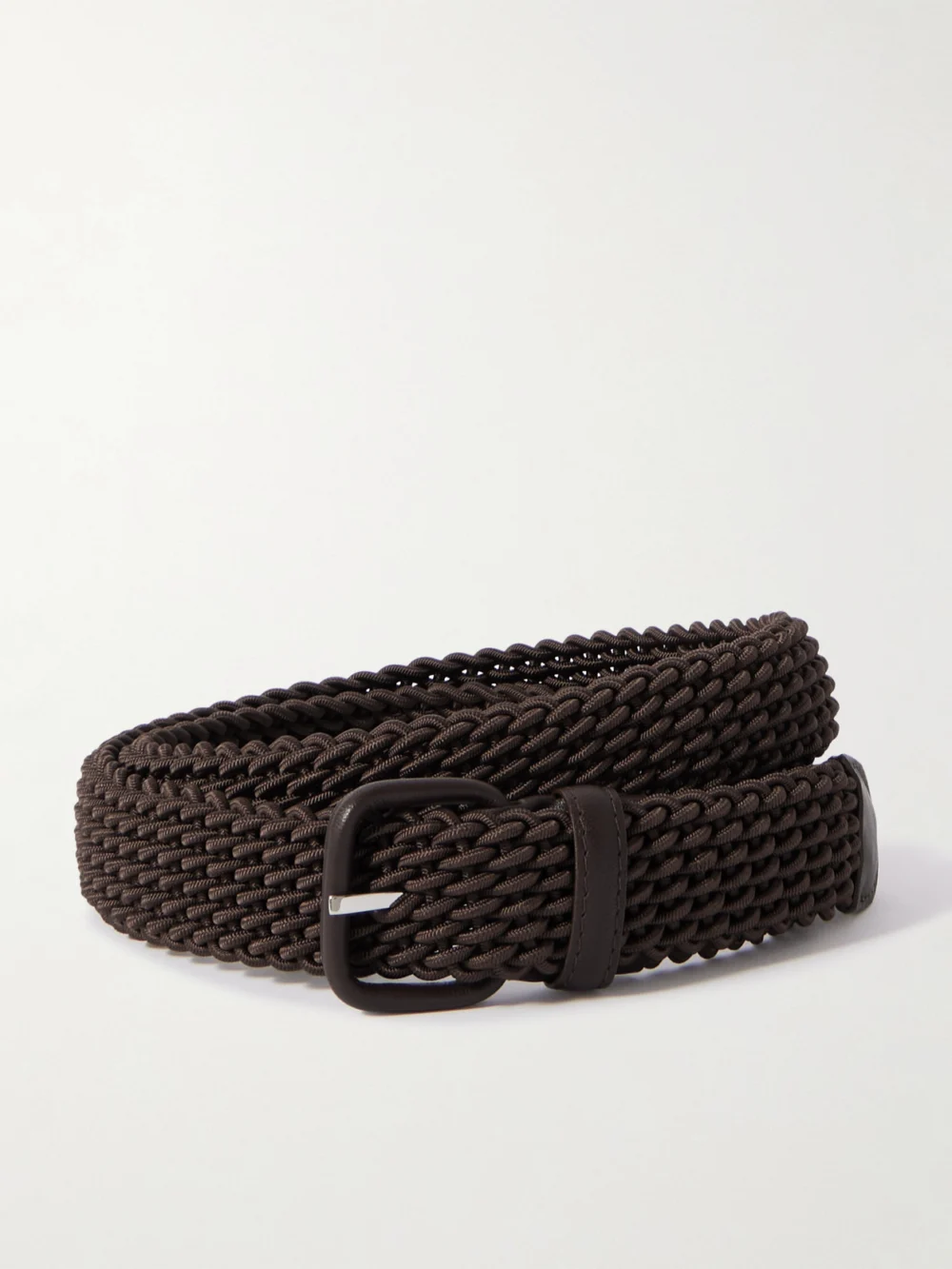 Charvet Woven Leather-trimmed Cord Belt in brown