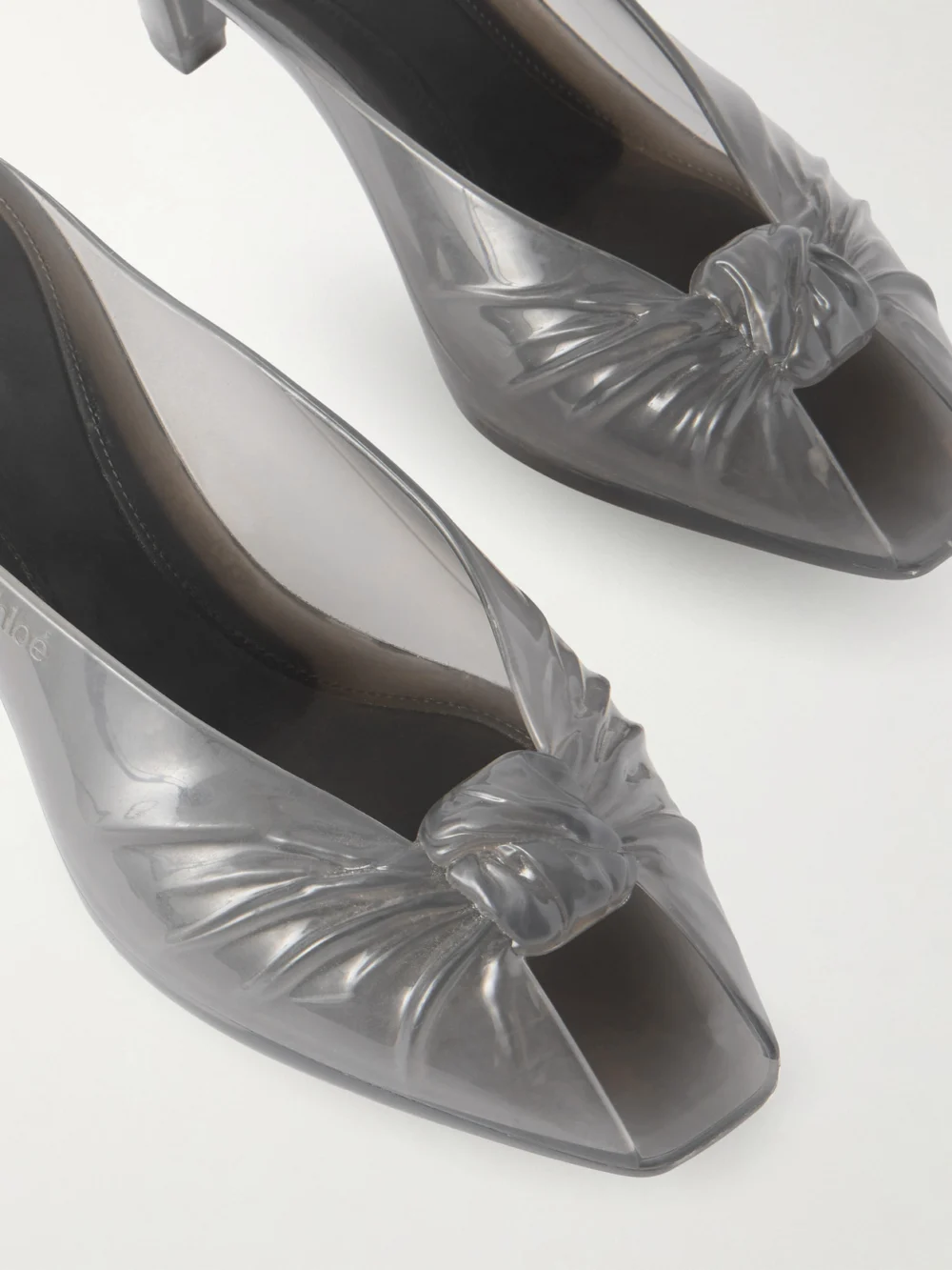 Close-up detail of the Chloé Ruched Tpu Mules