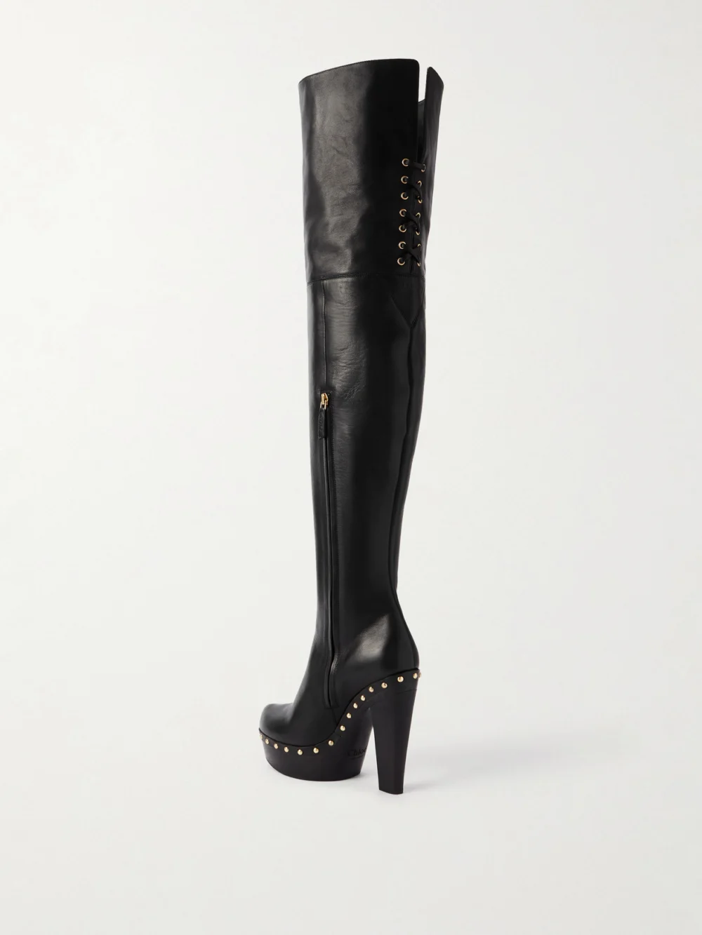 Back view of the Chloé Studded Leather Over-the-knee Boots