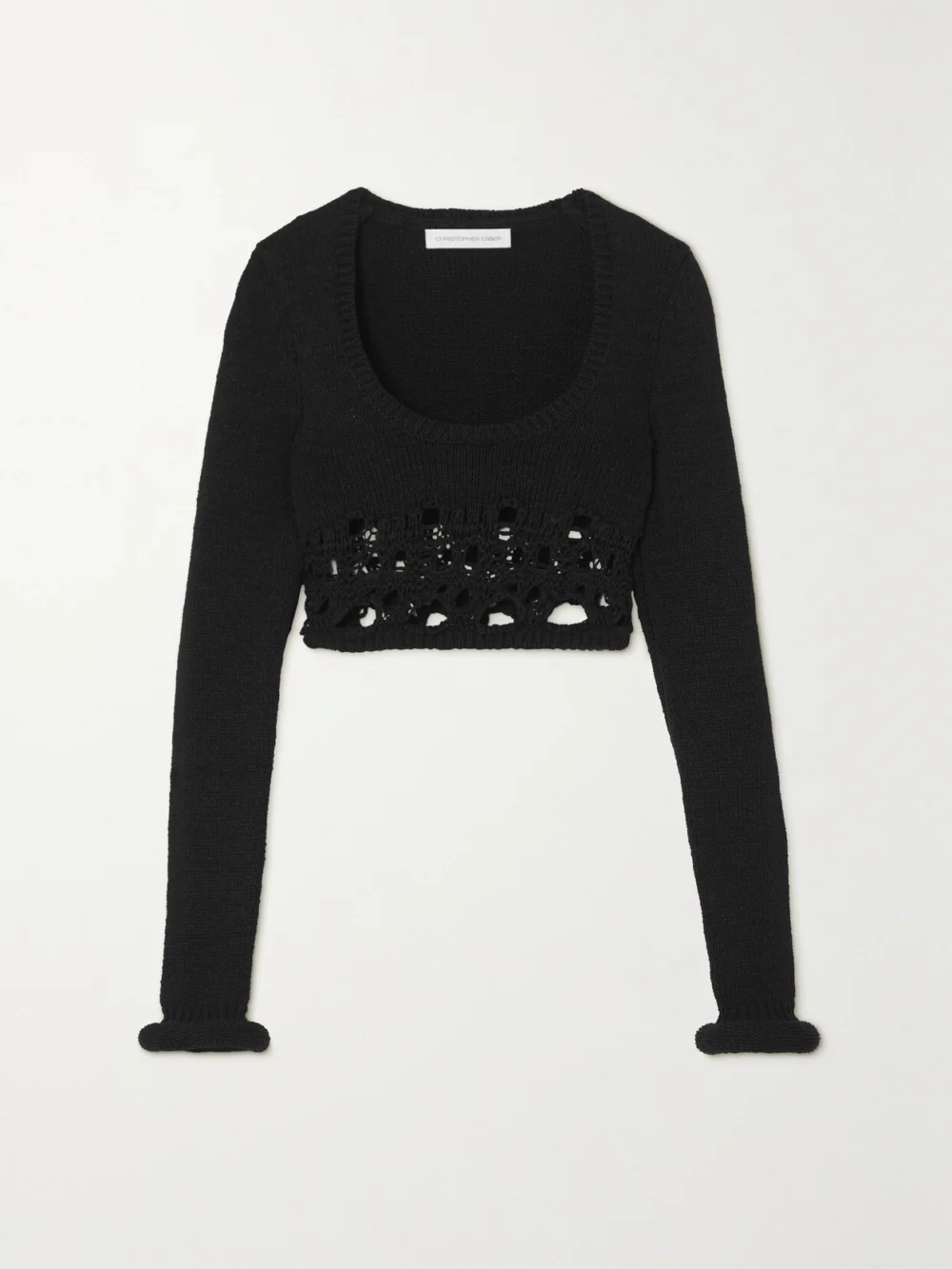 Christopher Esber Crochet-knit Cropped Top in black