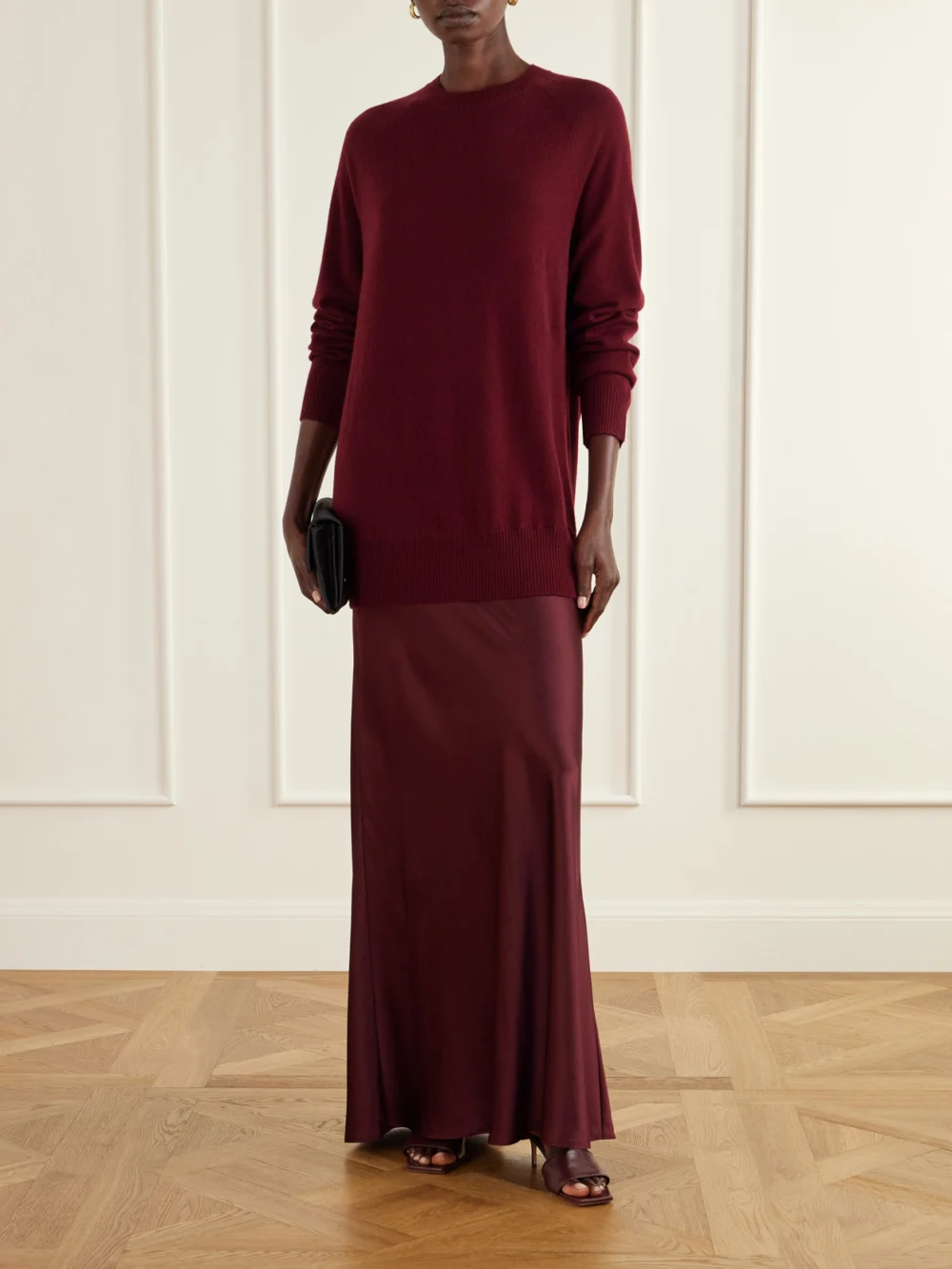 Christopher Esber Monument Cashmere and Silk-satin Maxi Dress, worn by a model