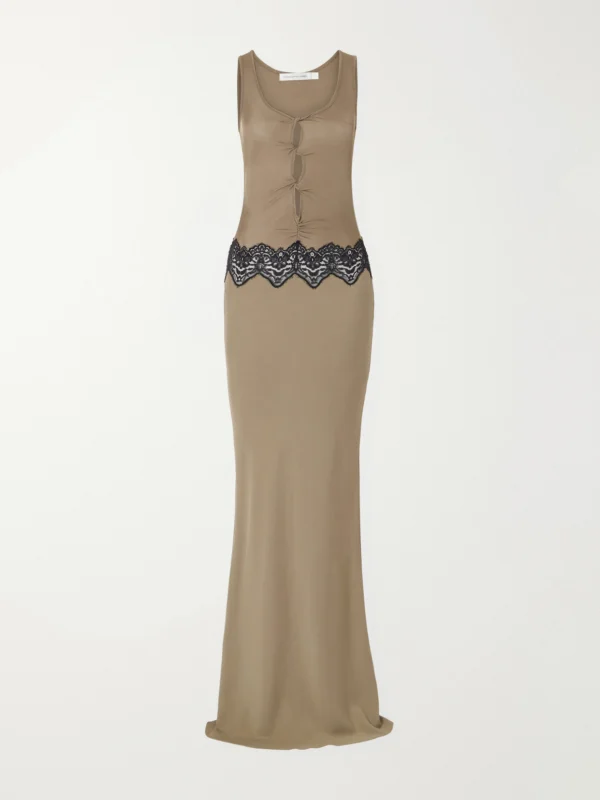 Christopher Esber Verner Cut-out Ribbed Lace-trimmed Jersey Midi Dress
