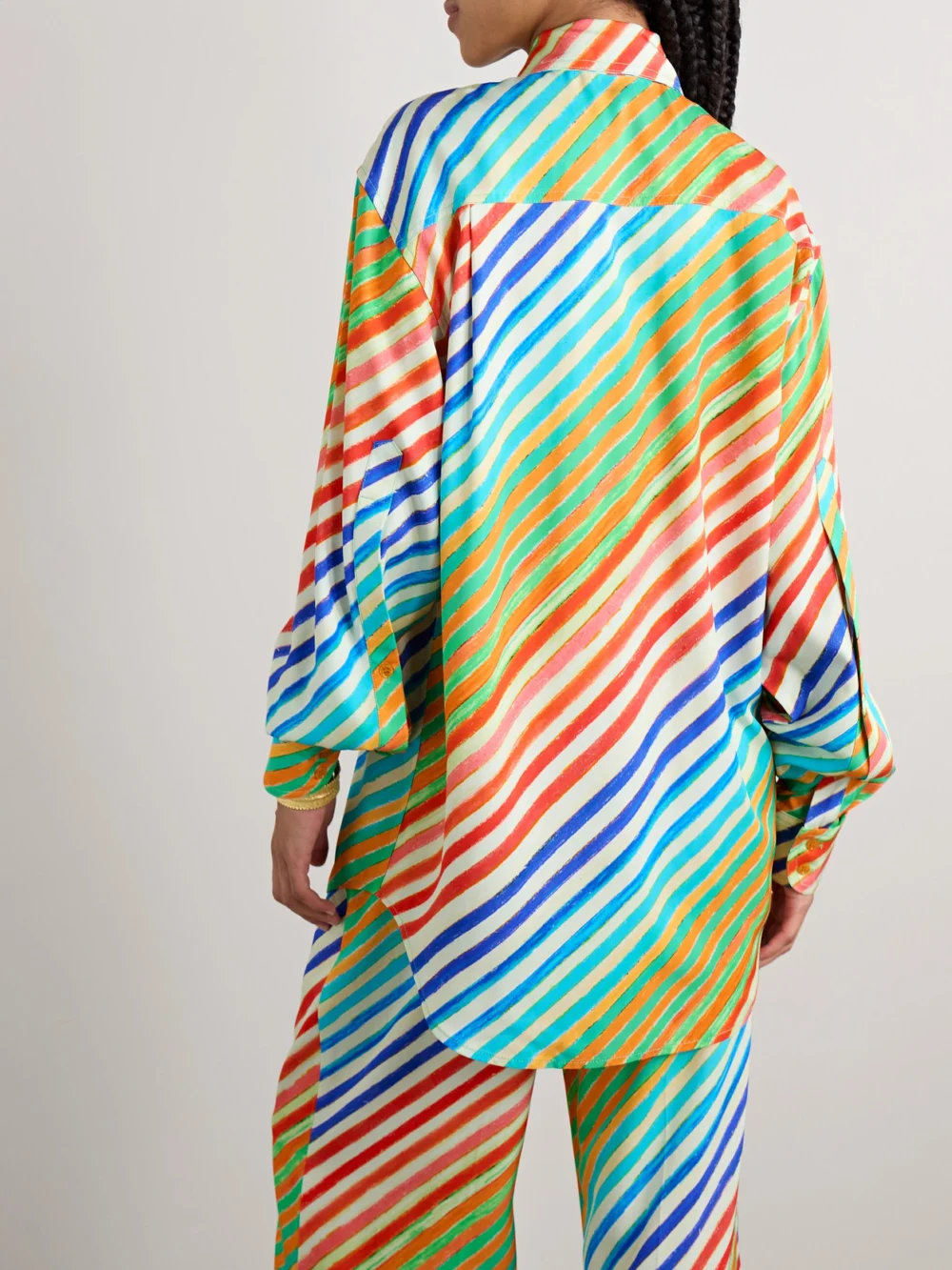 Back view of the Christopher John Rogers Crayon Striped Twill Shirt