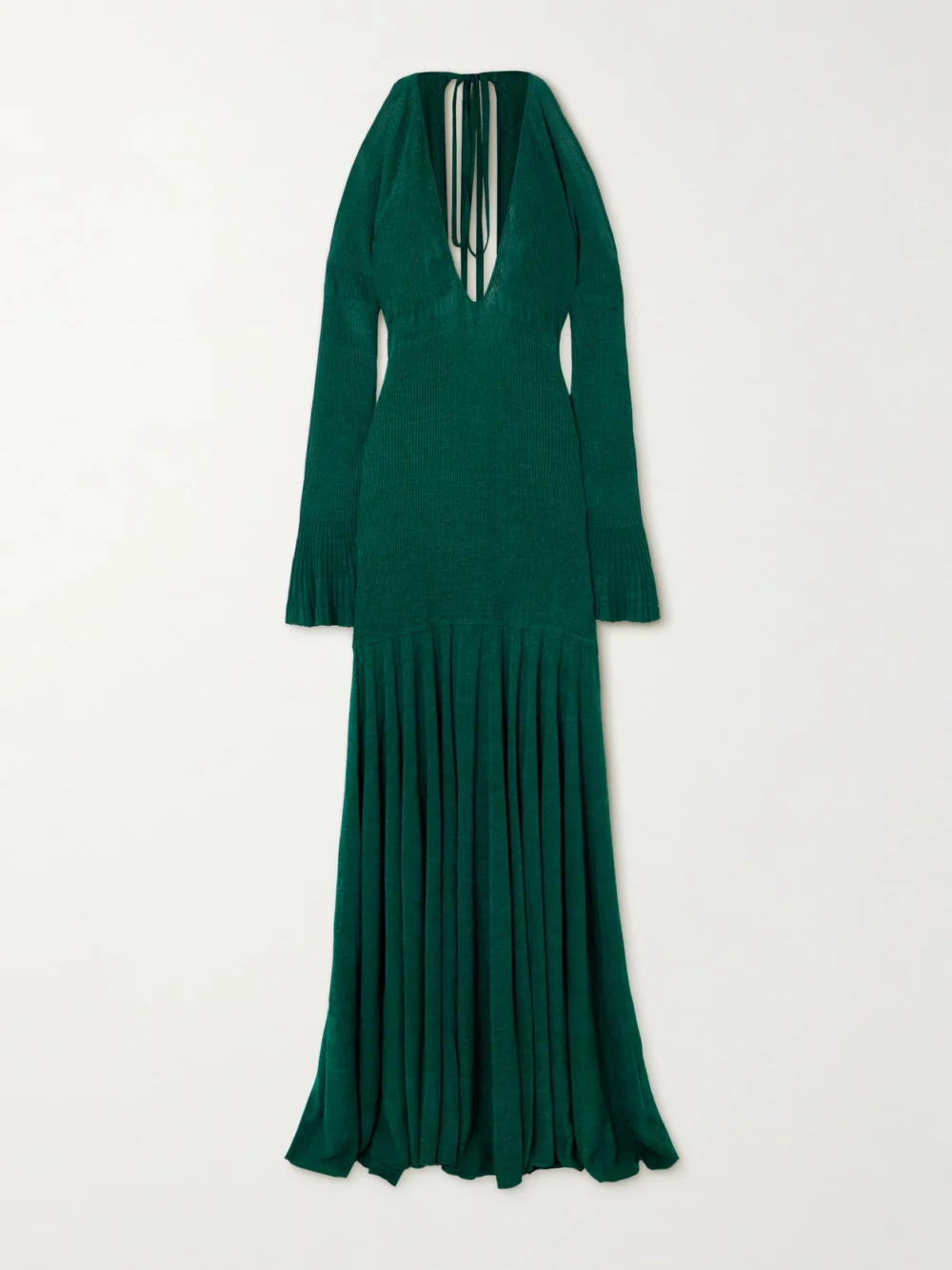 Christopher John Rogers Cutout Ribbed-knit Maxi Dress in dark green