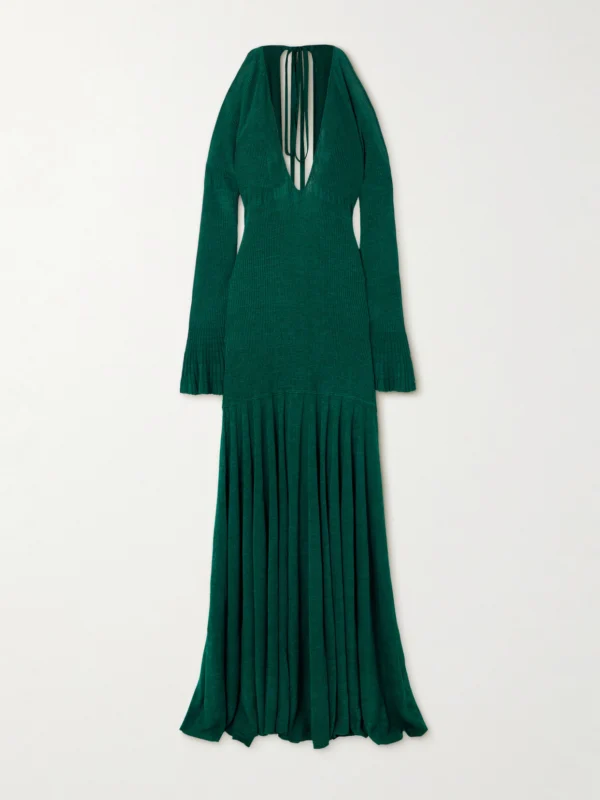Christopher John Rogers Cutout Ribbed-knit Maxi Dress