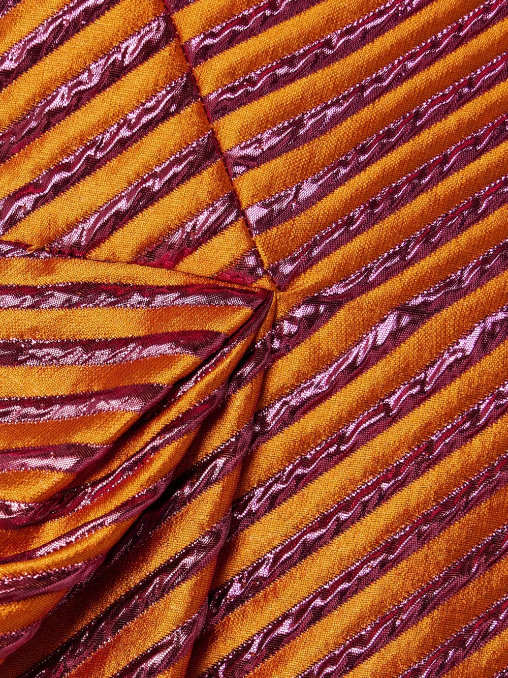 Close-up detail of the Christopher John Rogers Pleated Striped Metallic Jacquard Maxi Dress