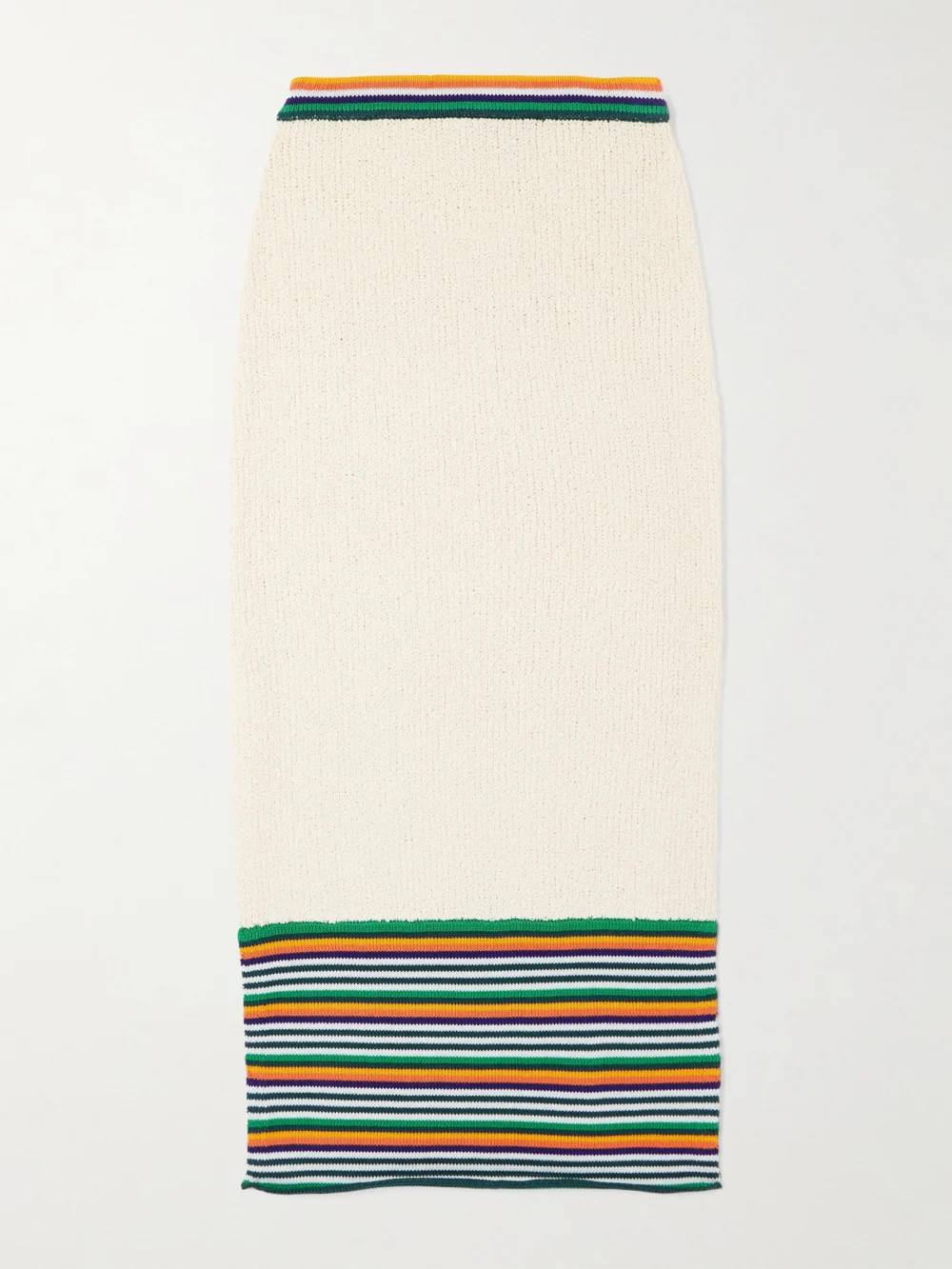 Christopher John Rogers Striped Cotton-blend Bouclé Midi Skirt in off-white