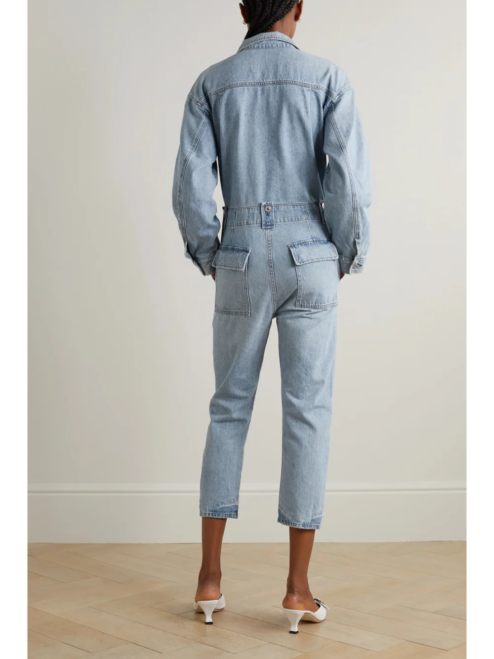 Back view of the Citizens of Humanity Amel Cropped Organic Denim Jumpsuit