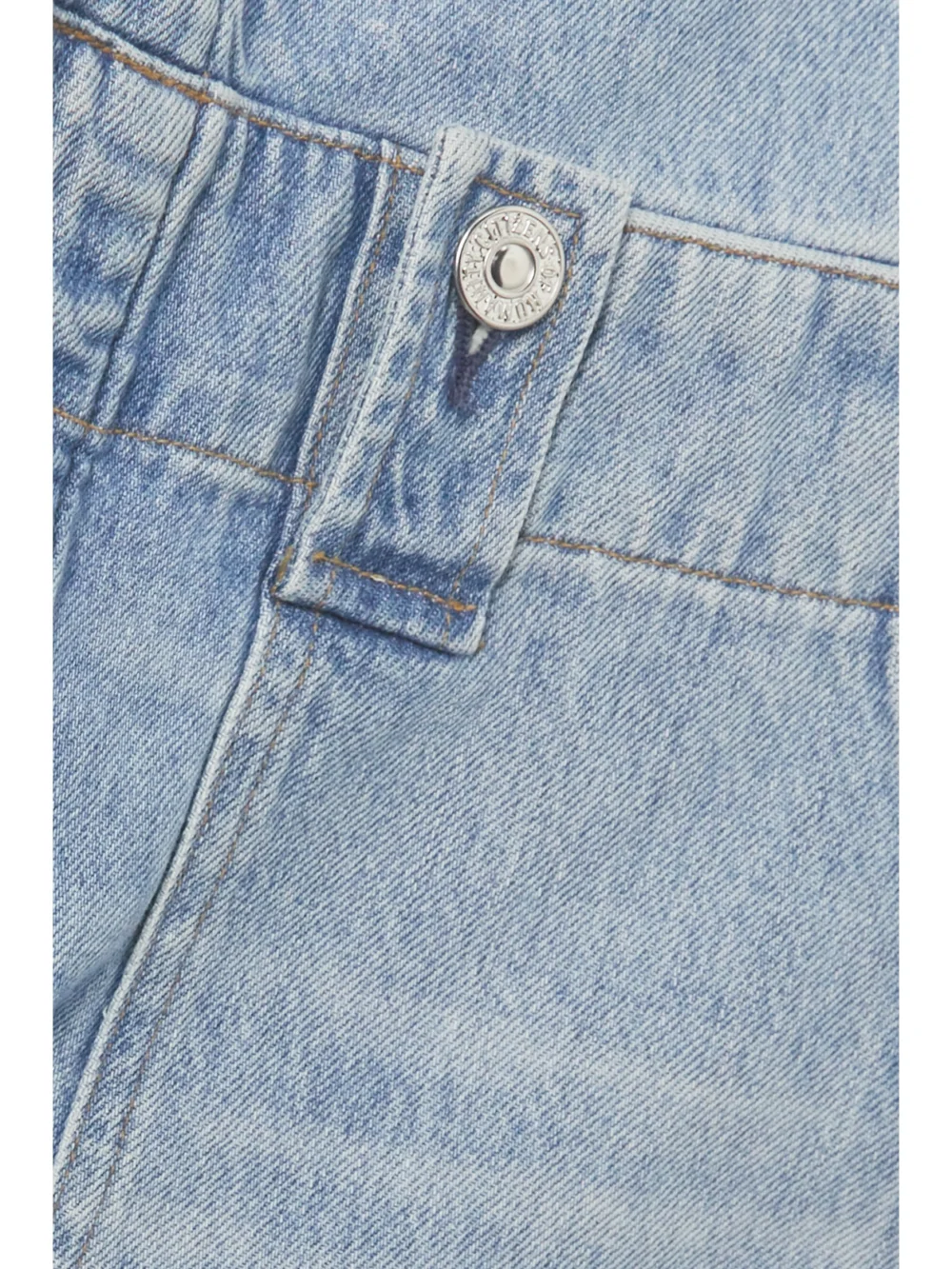 Close-up detail of the Citizens of Humanity Amel Cropped Organic Denim Jumpsuit
