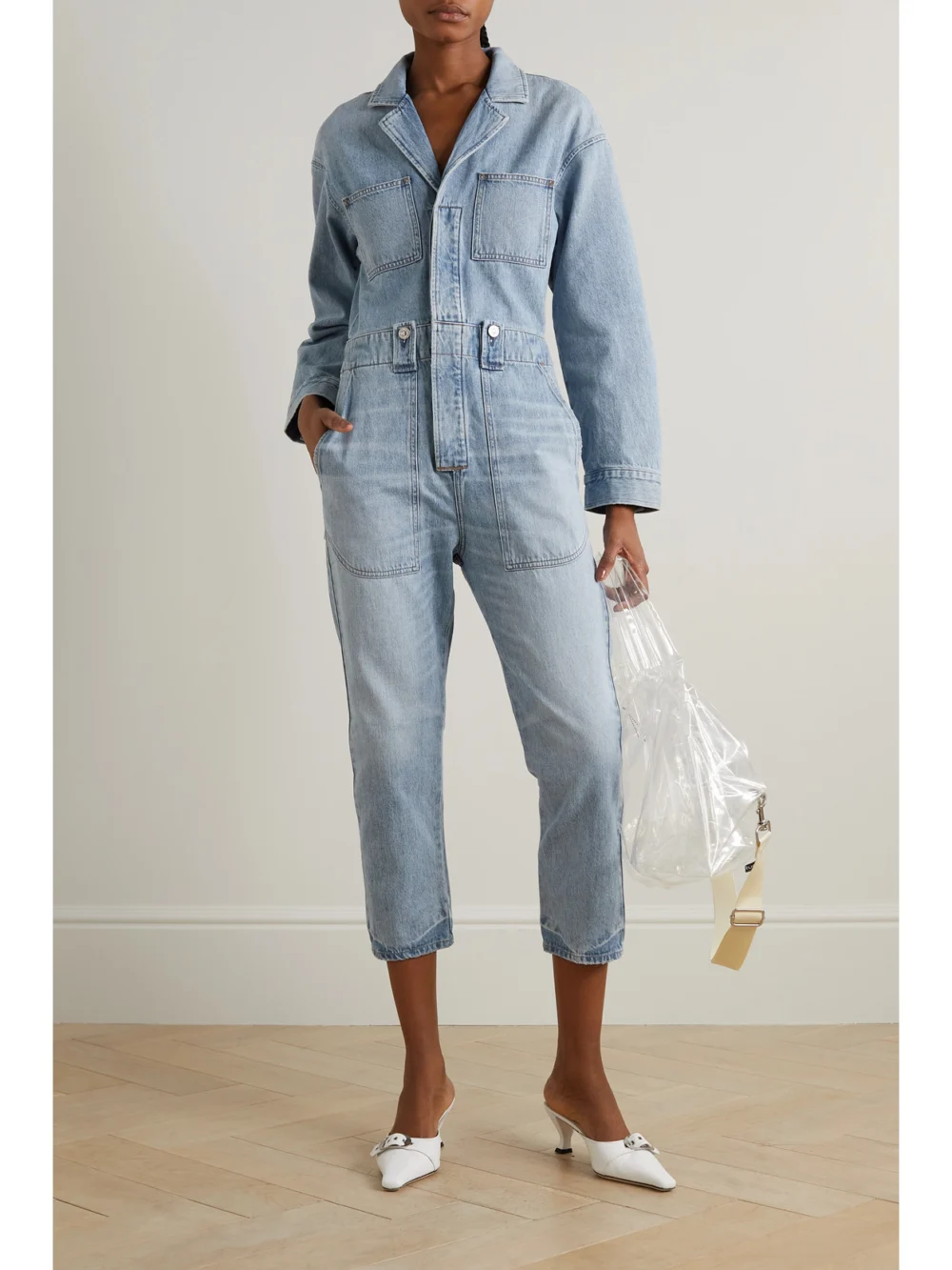 Citizens of Humanity Amel Cropped Organic Denim Jumpsuit, worn by a model
