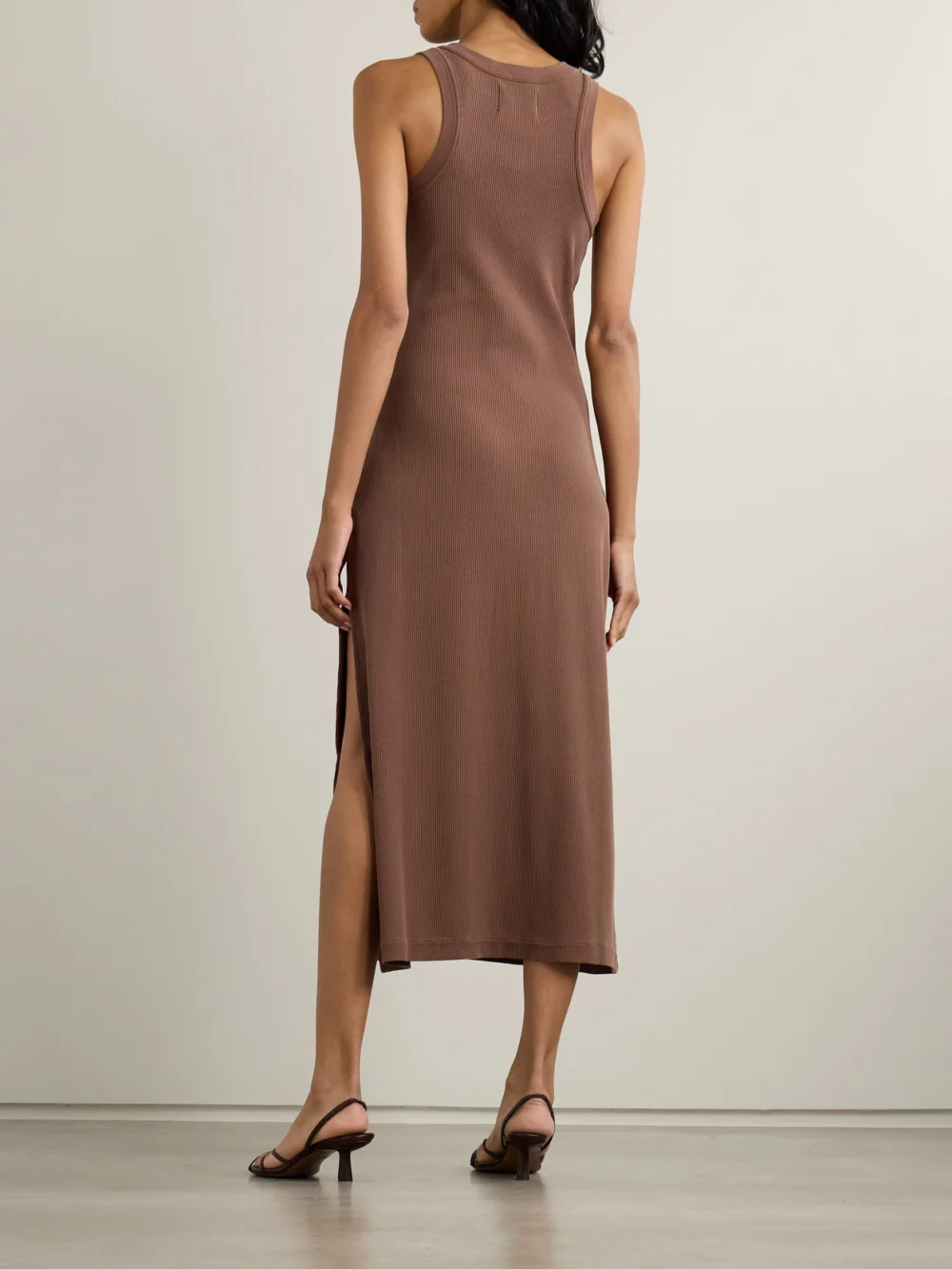 Back view of the Citizens of Humanity Isabel Ribbed Stretch Organic Cotton and Lyocell-blend Jersey Midi Dress