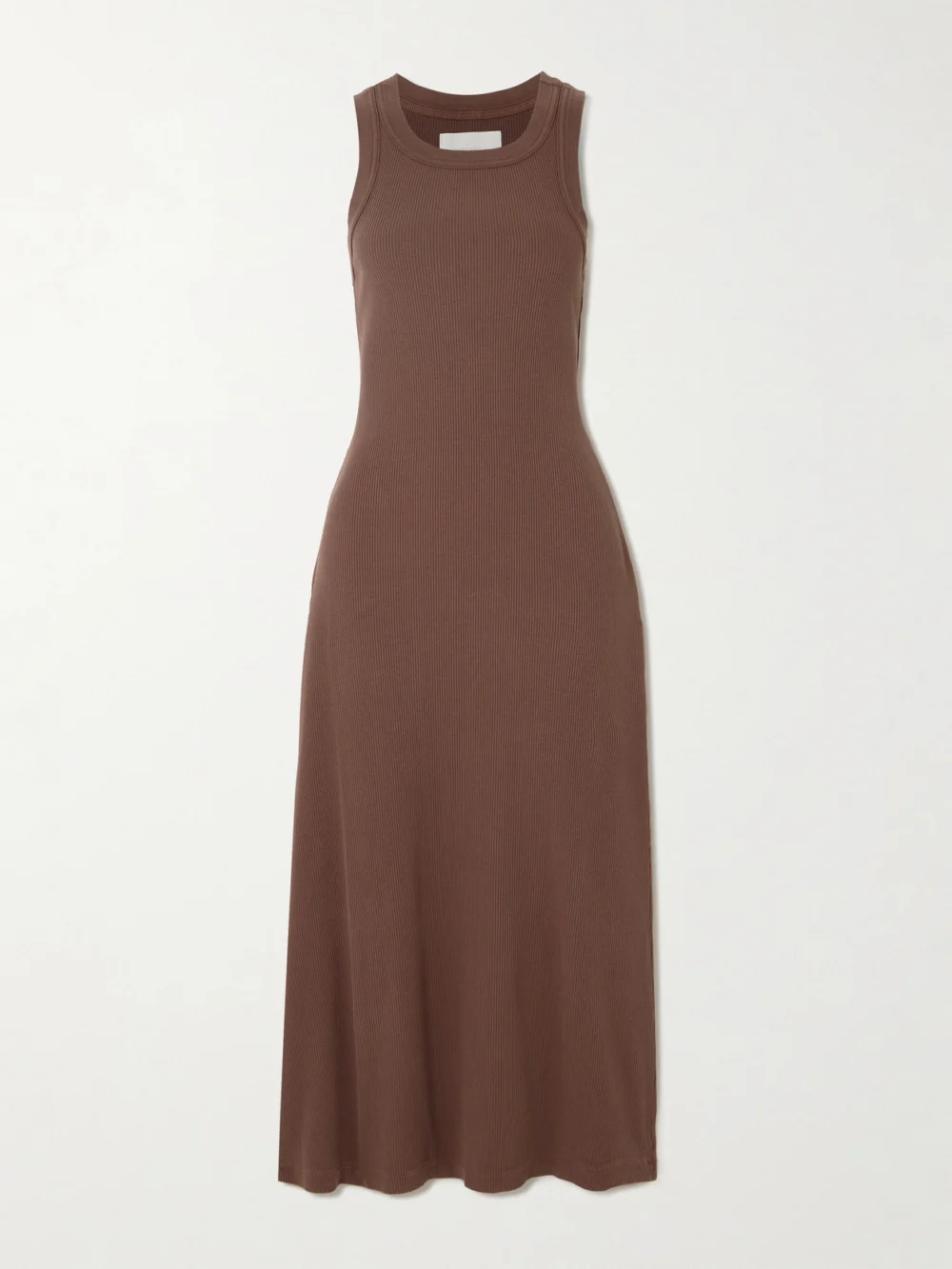 Citizens of Humanity Isabel Ribbed Stretch Organic Cotton and Lyocell-blend Jersey Midi Dress in brown
