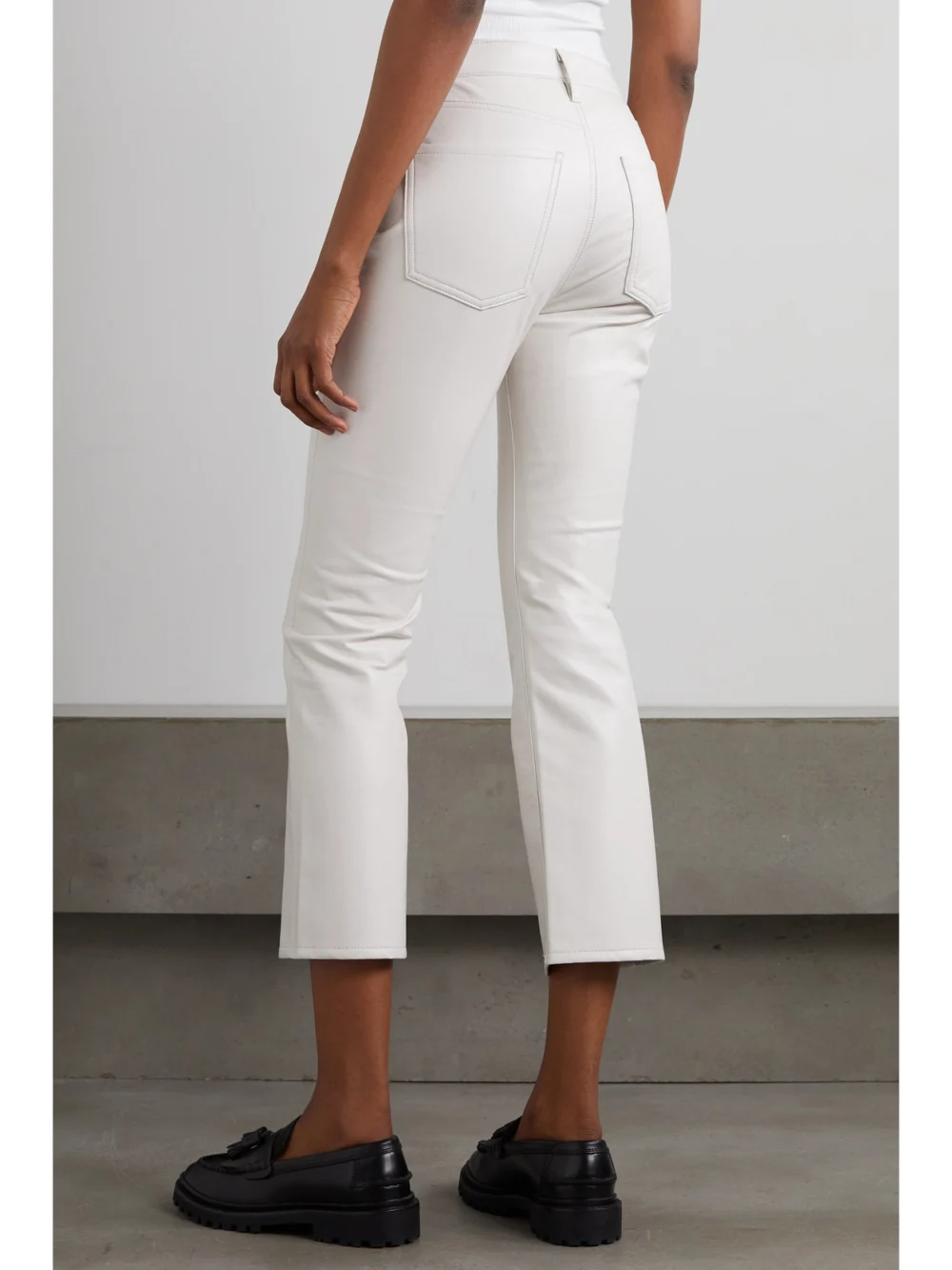Back view of the Citizens of Humanity Isola Cropped Bootcut Recycled Leather-blend Pants