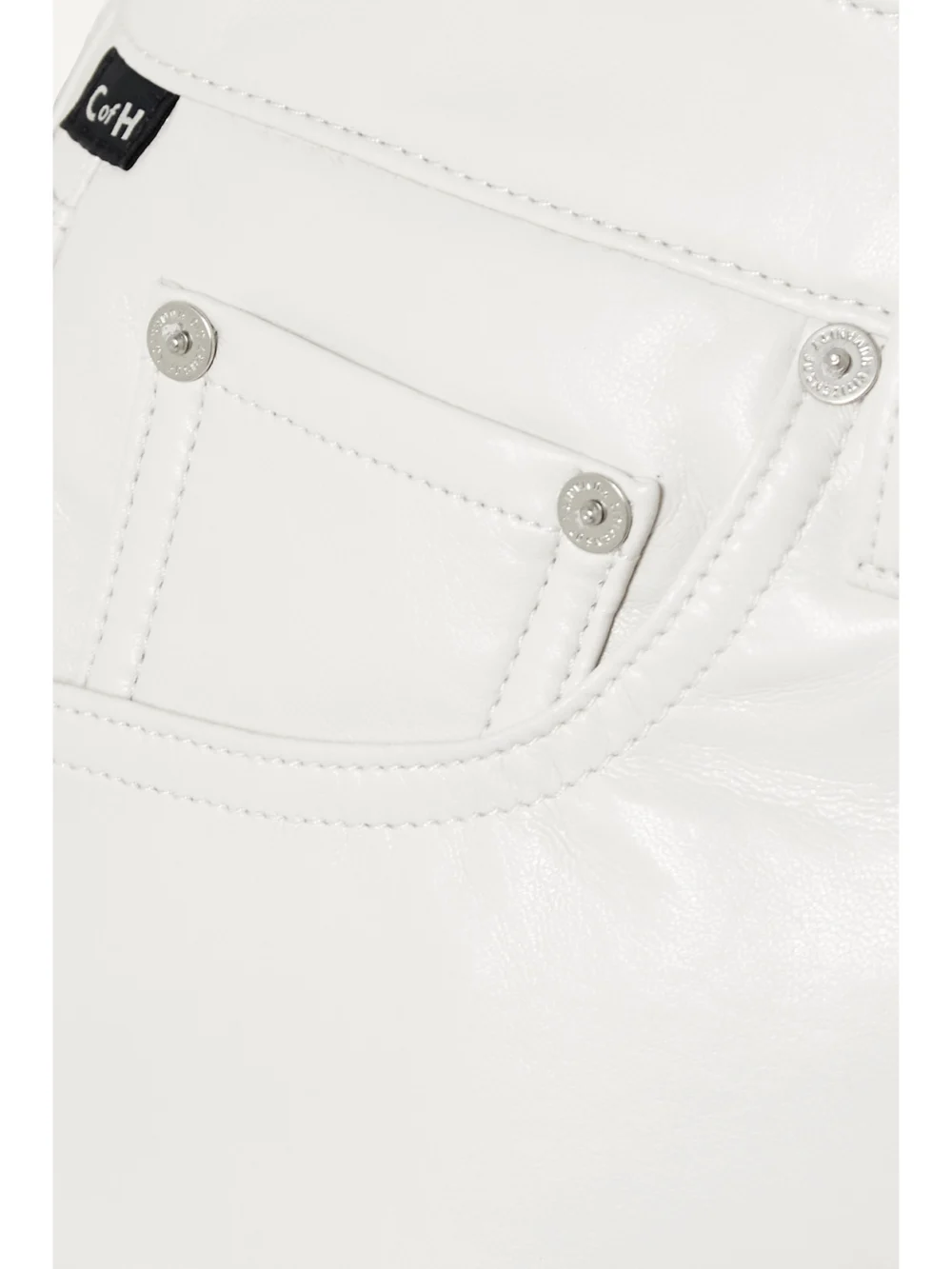 Close-up detail of the Citizens of Humanity Isola Cropped Bootcut Recycled Leather-blend Pants