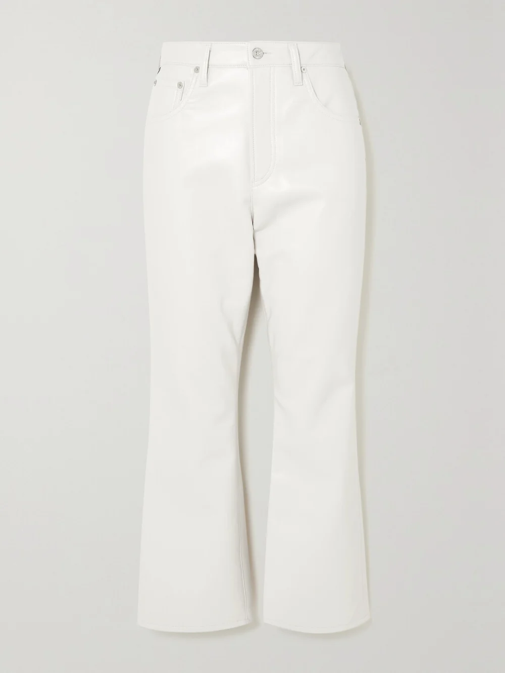 Citizens of Humanity Isola Cropped Bootcut Recycled Leather-blend Pants in white