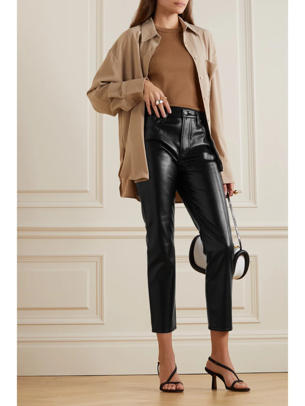 Citizens of Humanity Jolene Recycled Leather-blend Straight-leg Pants, worn by a model