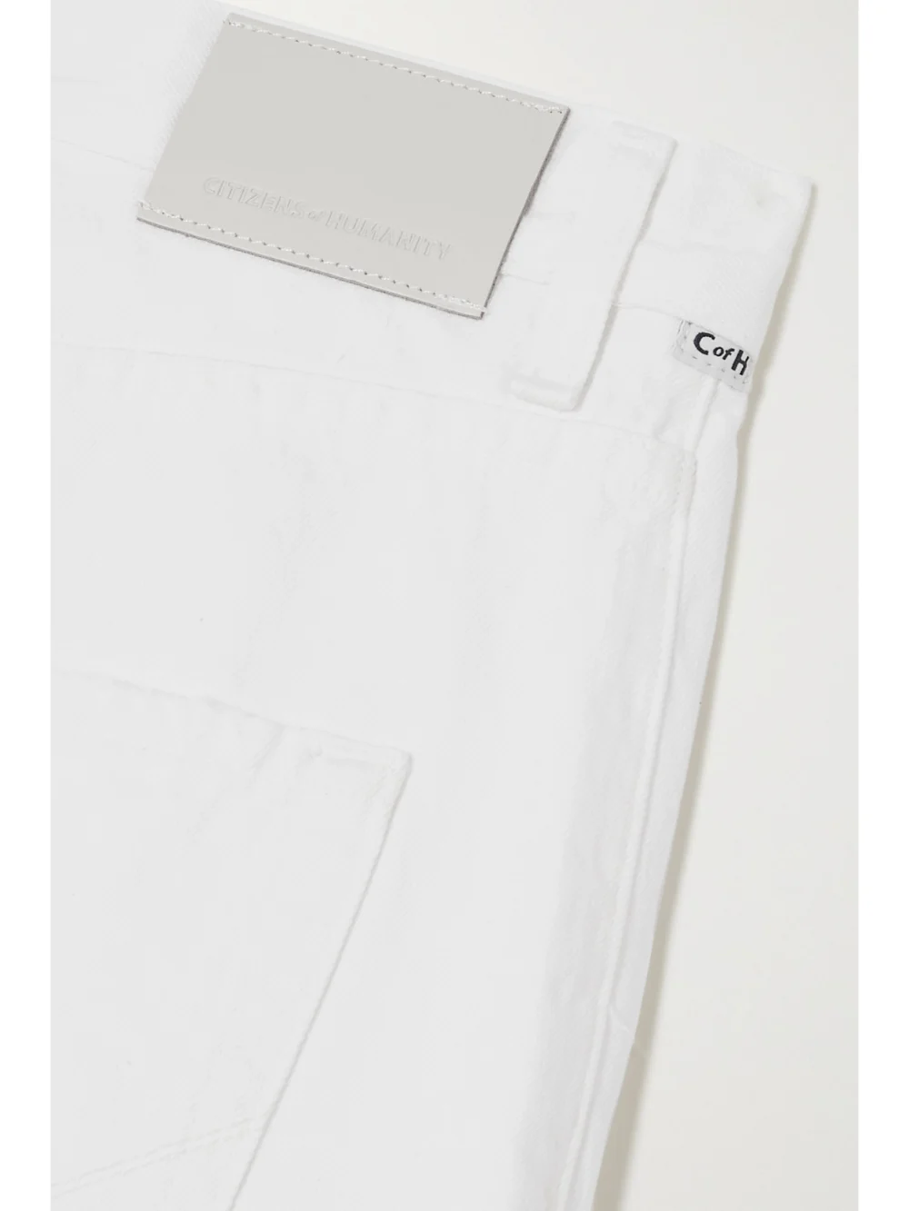 Close-up detail of the Citizens of Humanity Maritzy Pleated Boyfriend Organic Jeans
