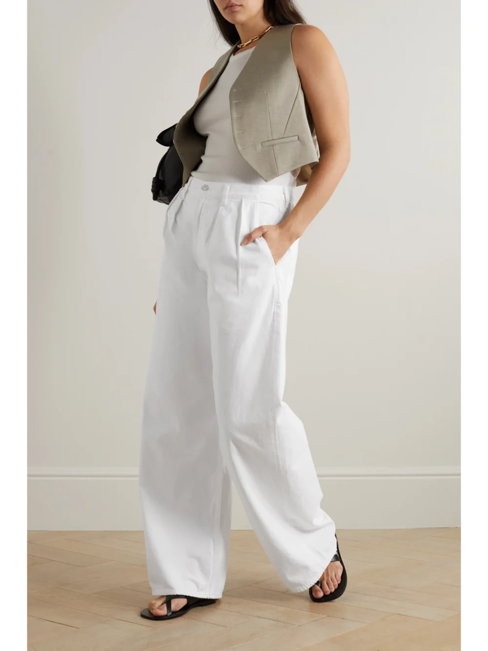 Citizens of Humanity Maritzy Pleated Boyfriend Organic Jeans, worn by a model