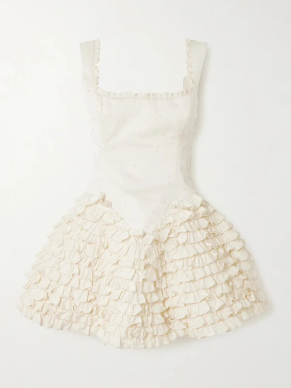Clio Peppiatt Ballerina Embellished Ruffled Taffeta Mini Dress