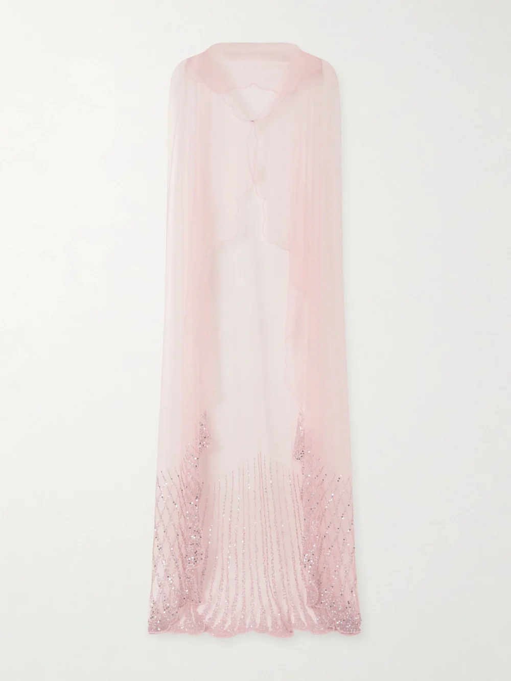 Clio Peppiatt Moonray Scalloped Embellished Tulle Cape in pink