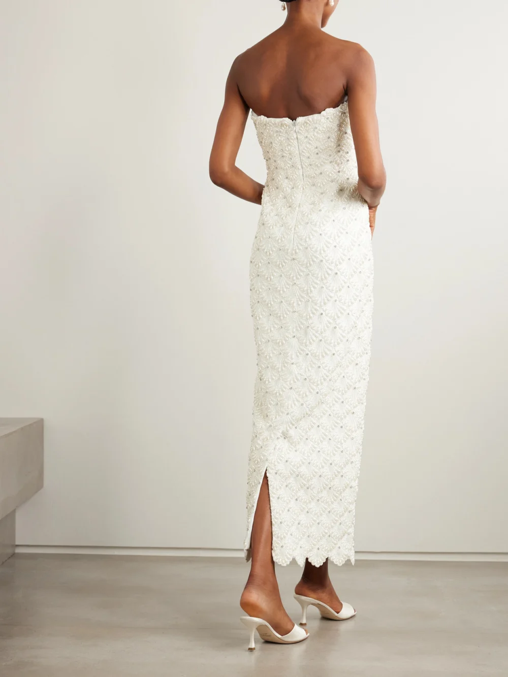 Back view of the Clio Peppiatt Strapless Scalloped Embellished Taffeta Gown