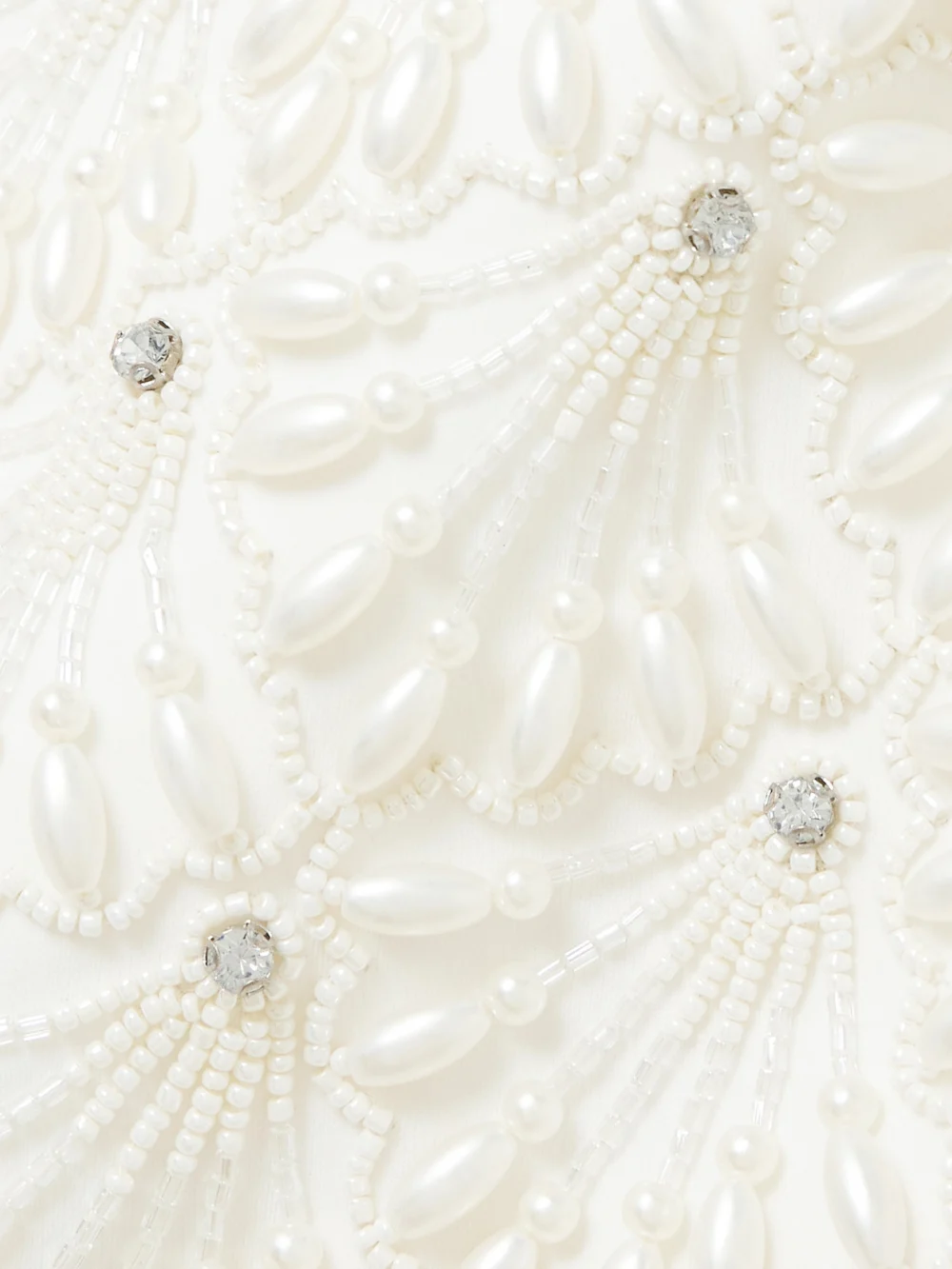 Close-up detail of the Clio Peppiatt Strapless Scalloped Embellished Taffeta Gown