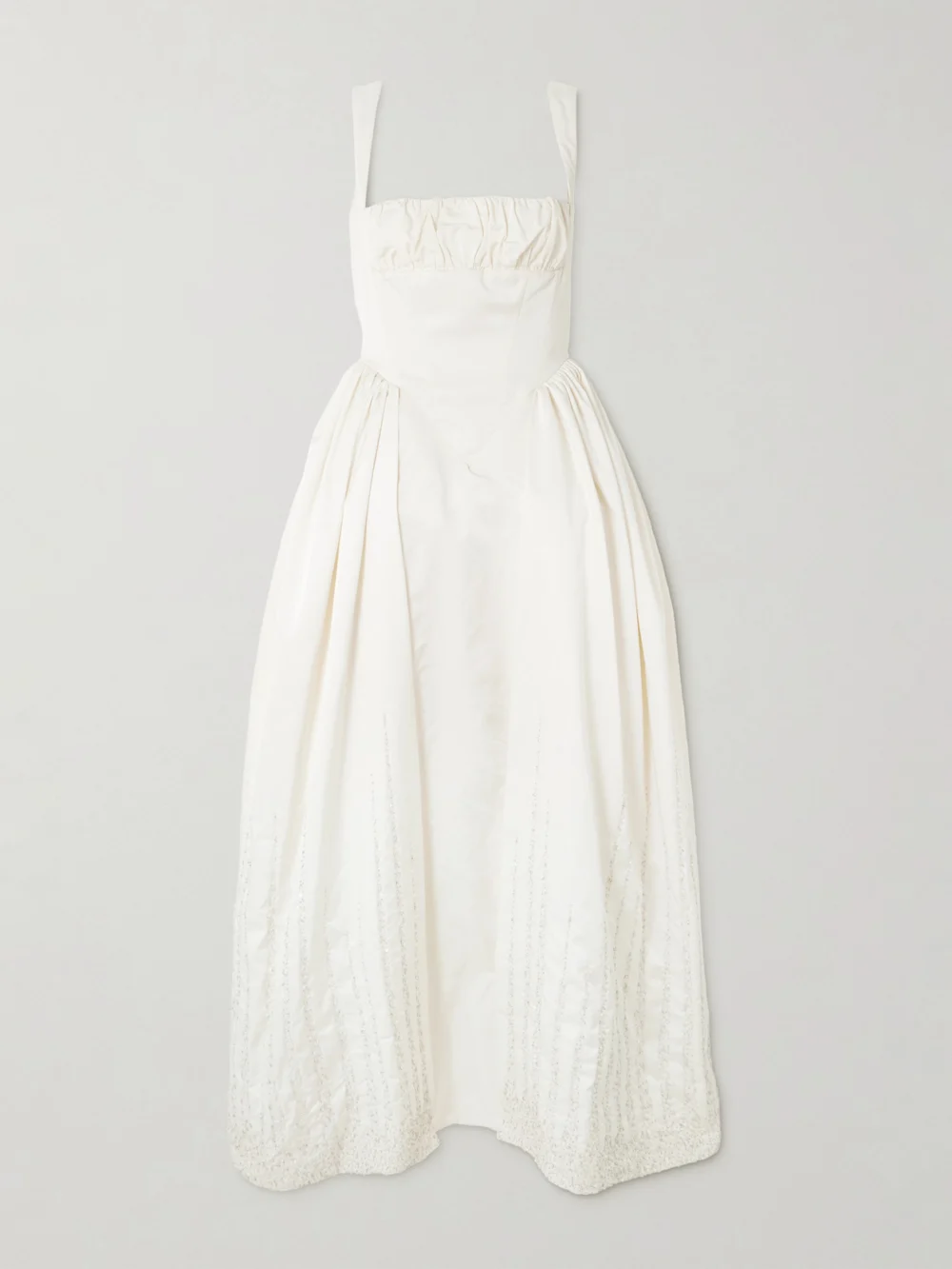 Clio Peppiatt Sunbeam Paneled Embellished Taffeta Gown in ivory