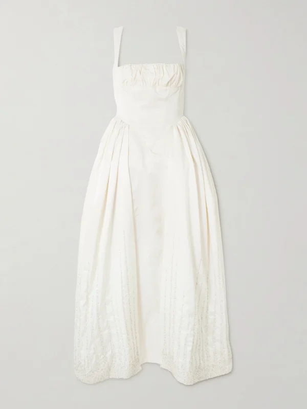 Clio Peppiatt Sunbeam Paneled Embellished Taffeta Gown