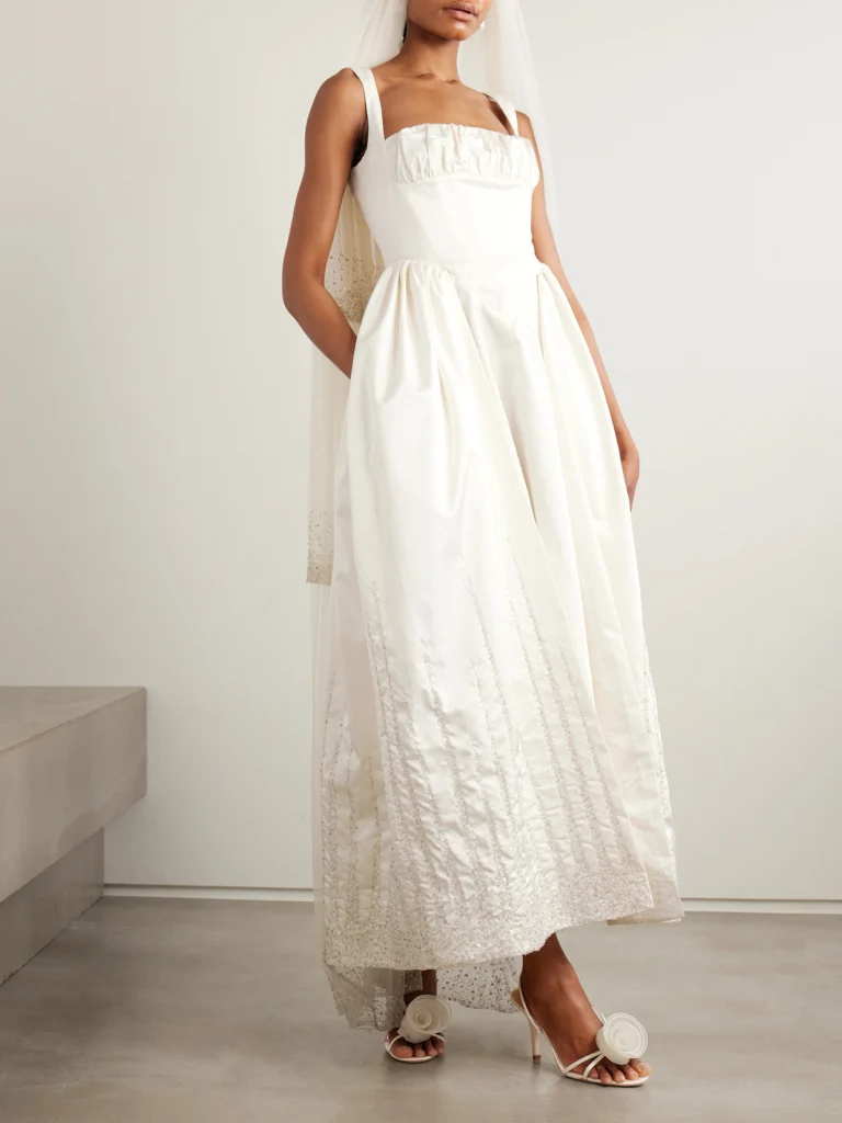 Clio Peppiatt Sunbeam Paneled Embellished Taffeta Gown