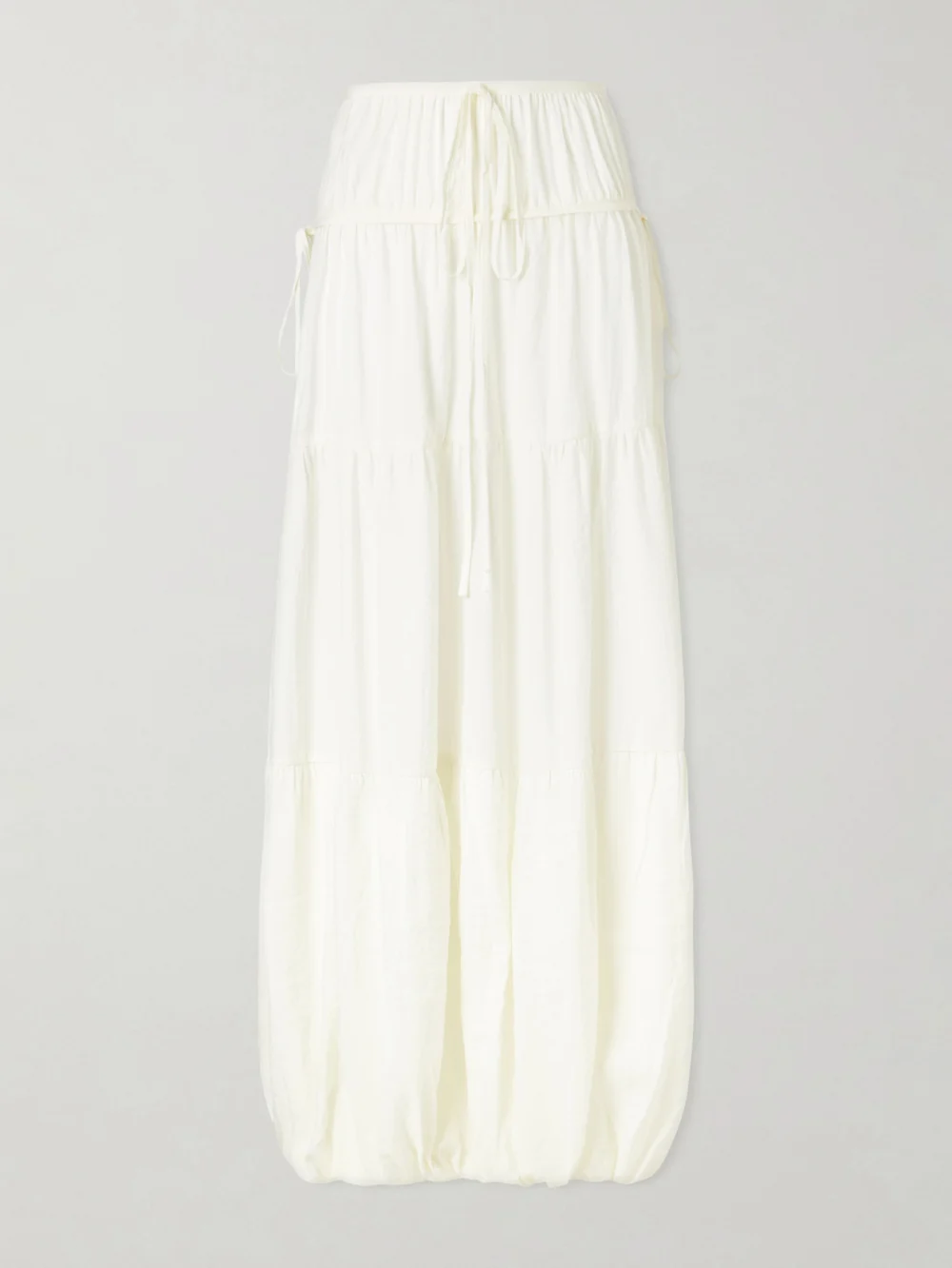 Co Gathered Crepe Bubble Maxi Skirt in cream