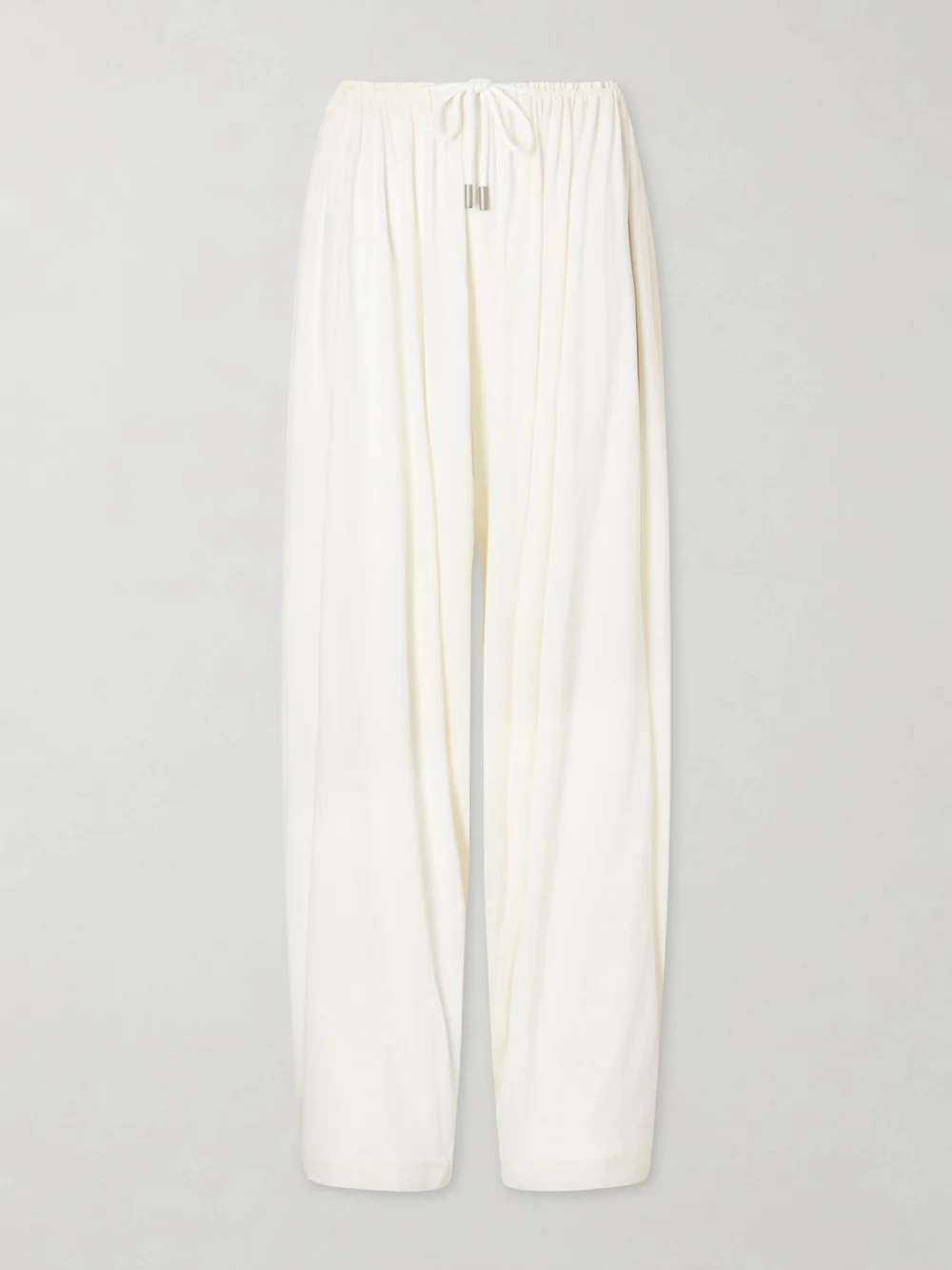Co Gathered Satin Wide-leg Pants in ivory