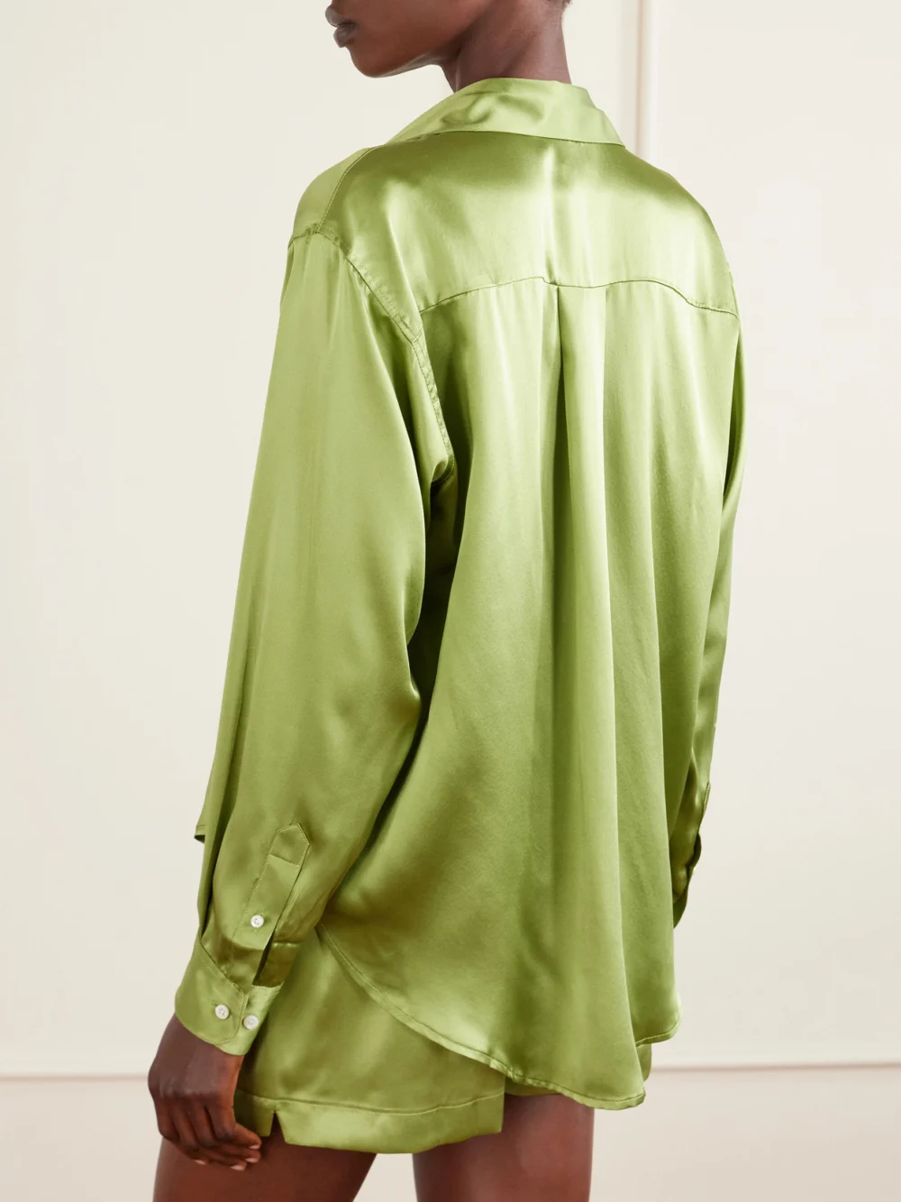 Back view of the Comme Si La Classica Silk-charmeuse Shirt