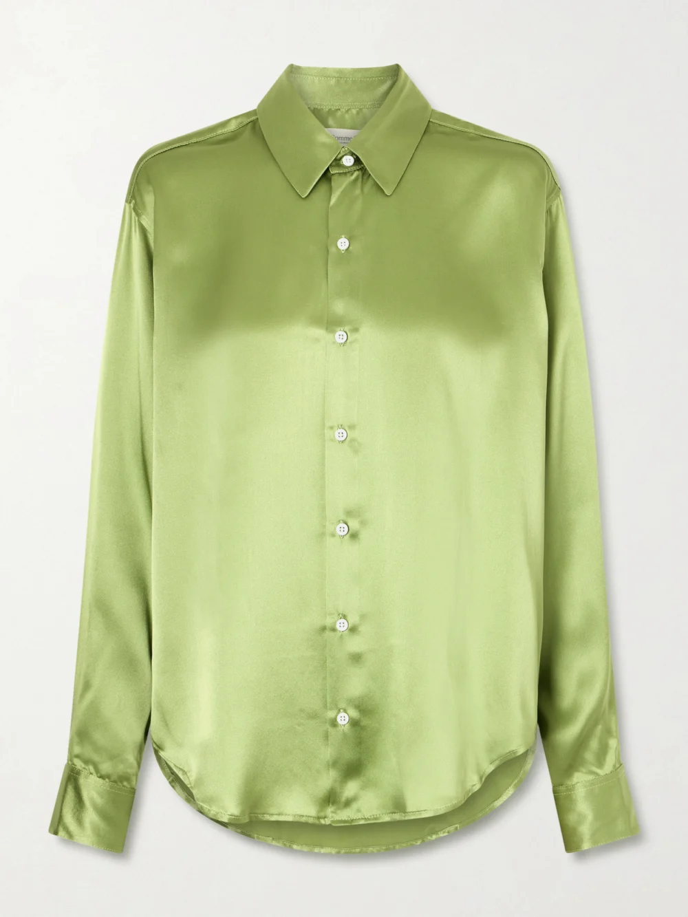 Comme Si La Classica Silk-charmeuse Shirt in green