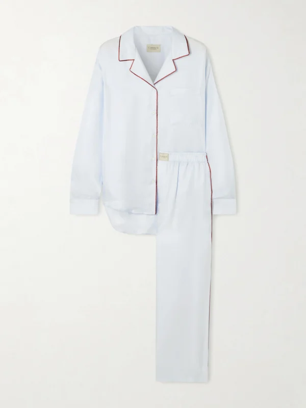 Comme Si Piped Silk-twill Pajama Set