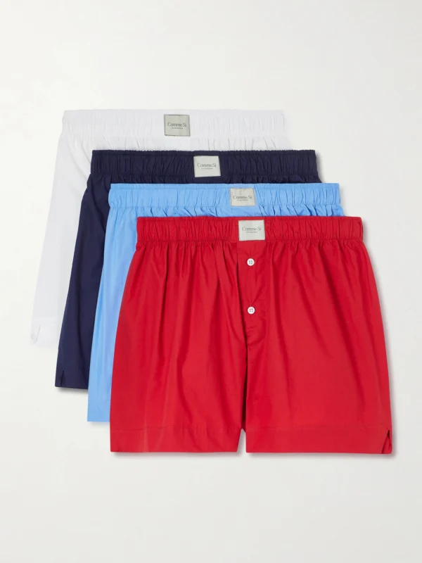 Comme Si Quartetto Set of Four Cotton-poplin Shorts