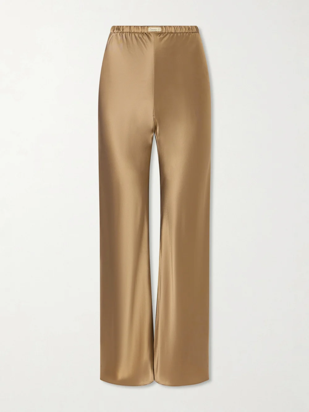 Comme Si Silk-bias Straight-leg Pants in taupe