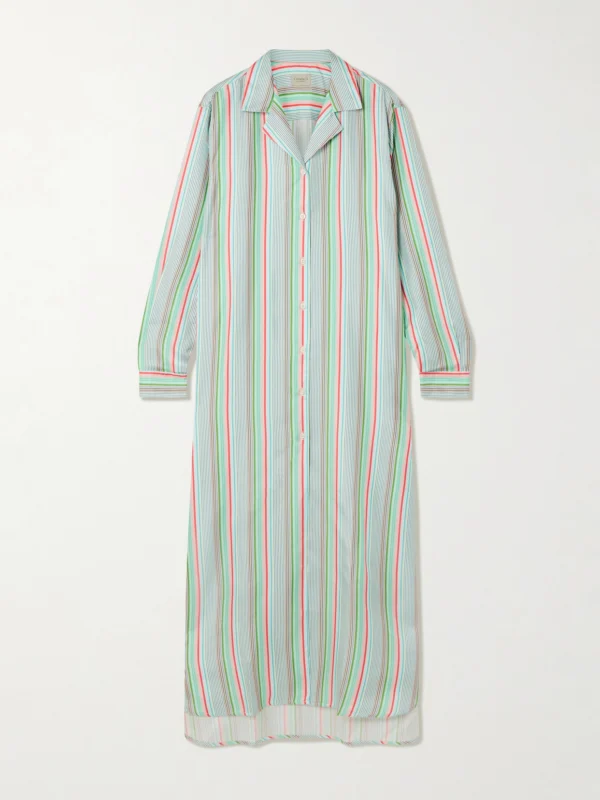 Comme Si Striped Silk-twill Midi Shirt-dress
