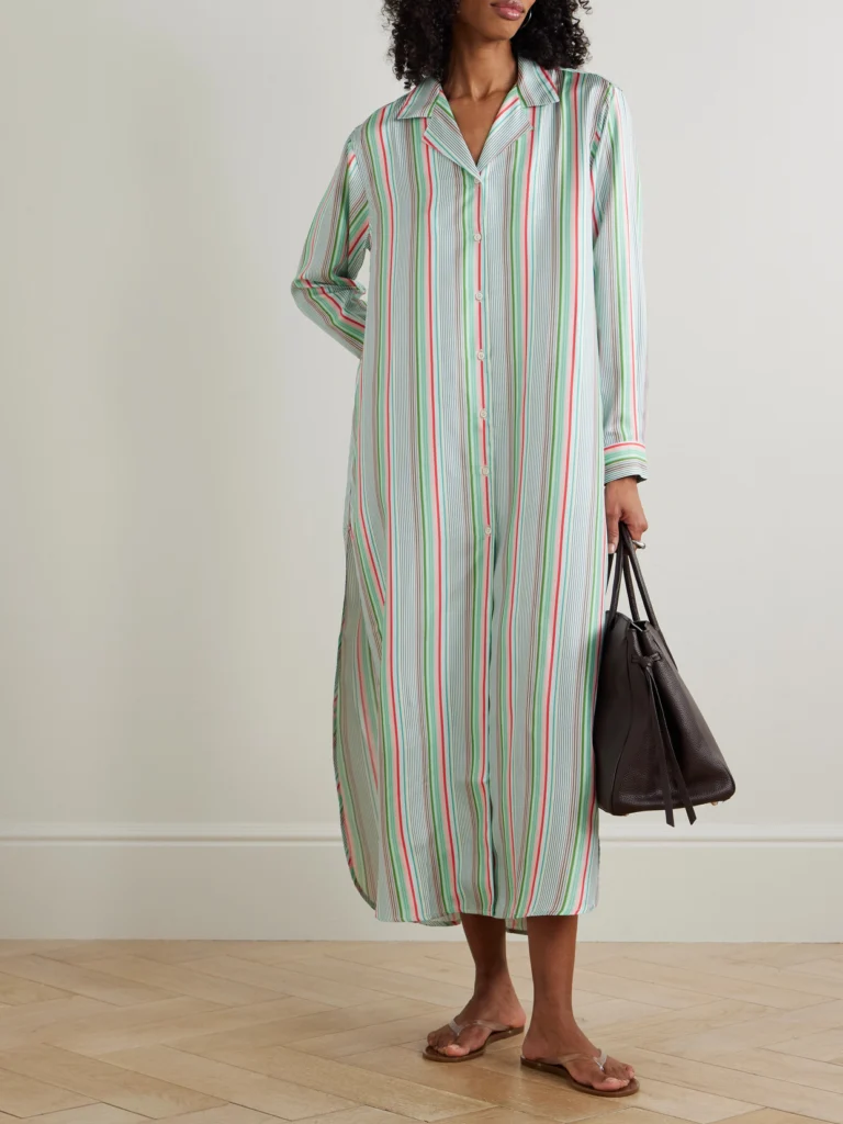 Comme Si Striped Silk-twill Midi Shirt-dress