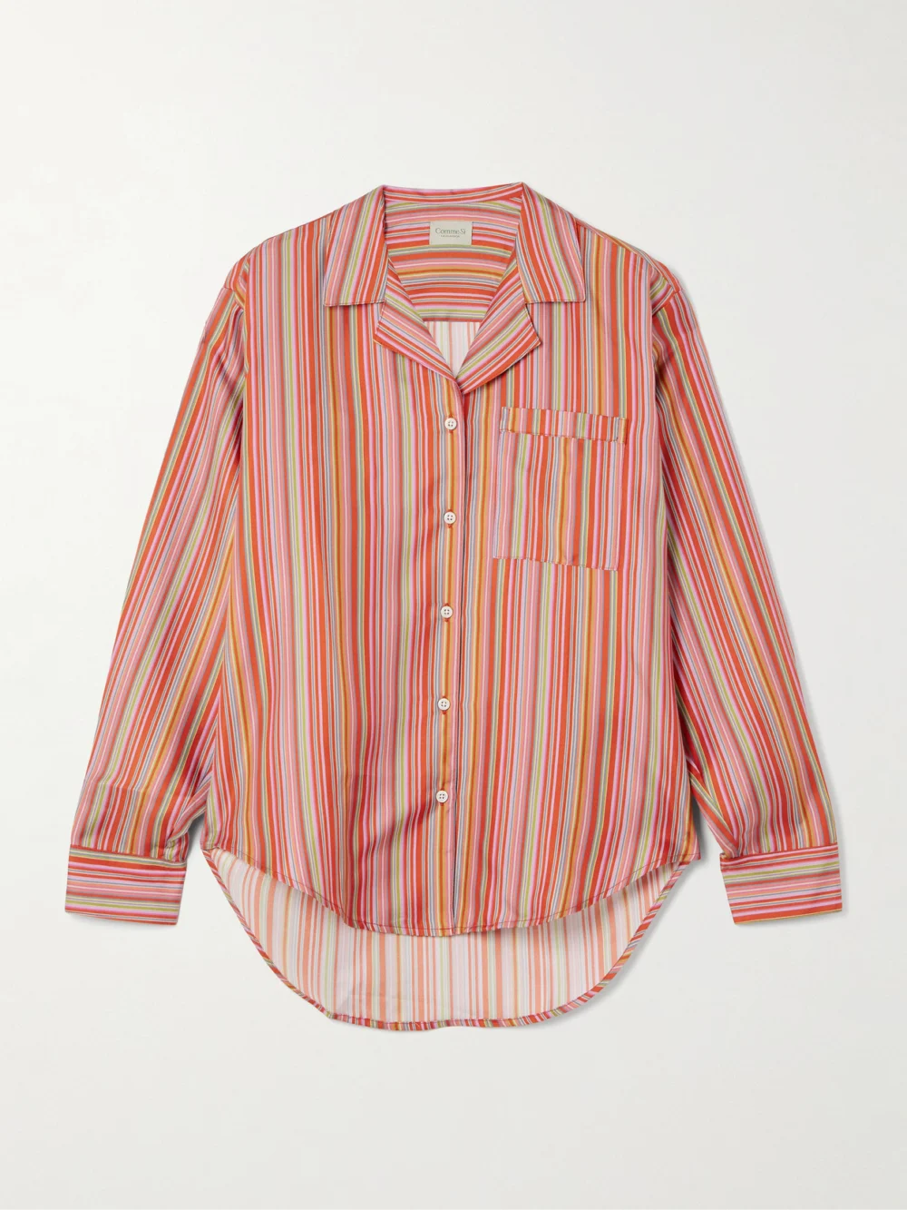 Comme Si Striped Silk-twill Shirt in red