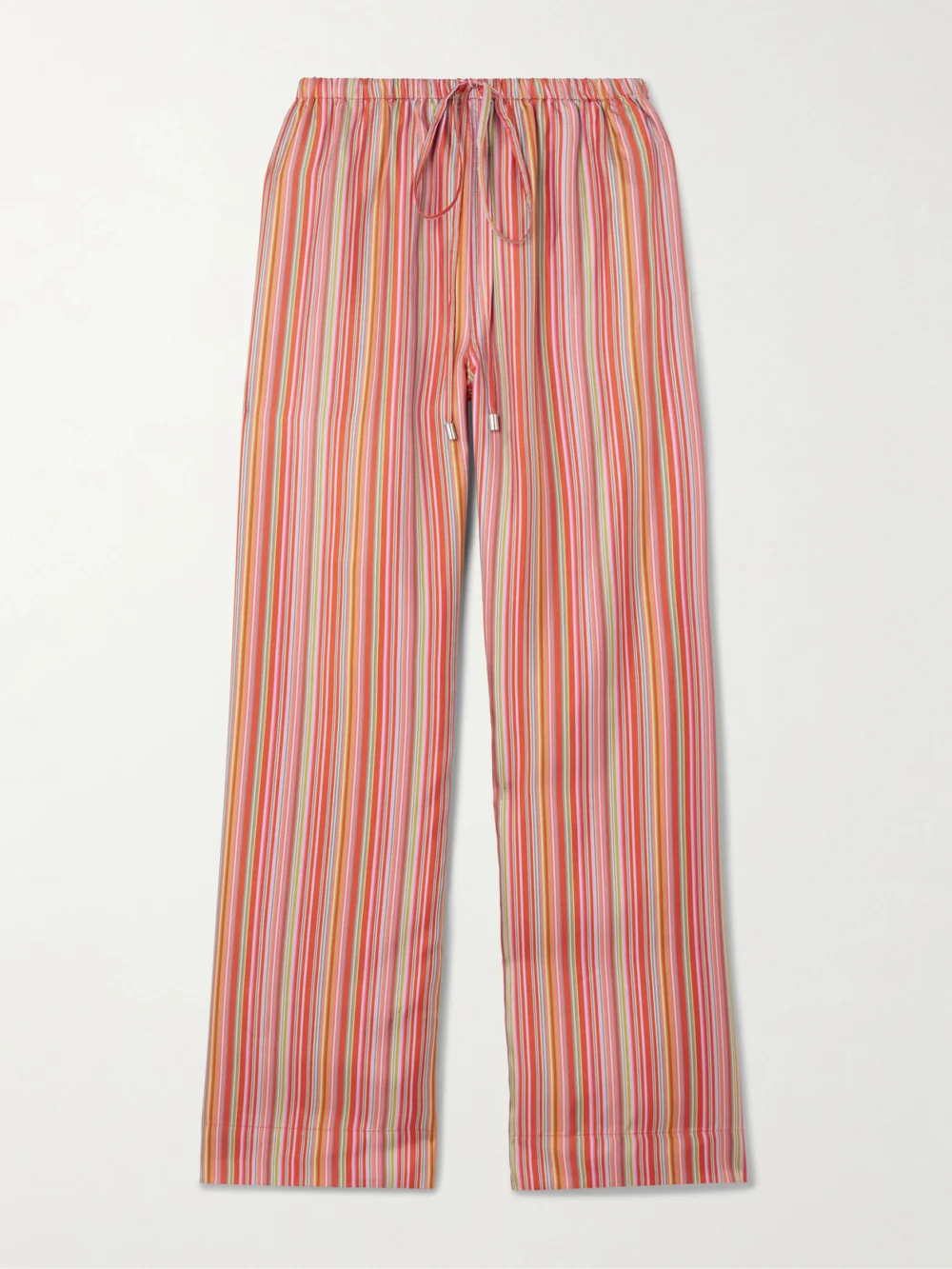 Comme Si Striped Silk-twill Straight-leg Pants in red