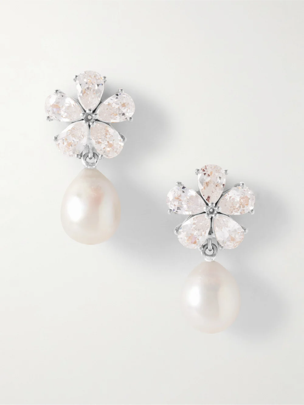 Completedworks Gold-plated, Cubic Zirconia Pearl Earrings in silver