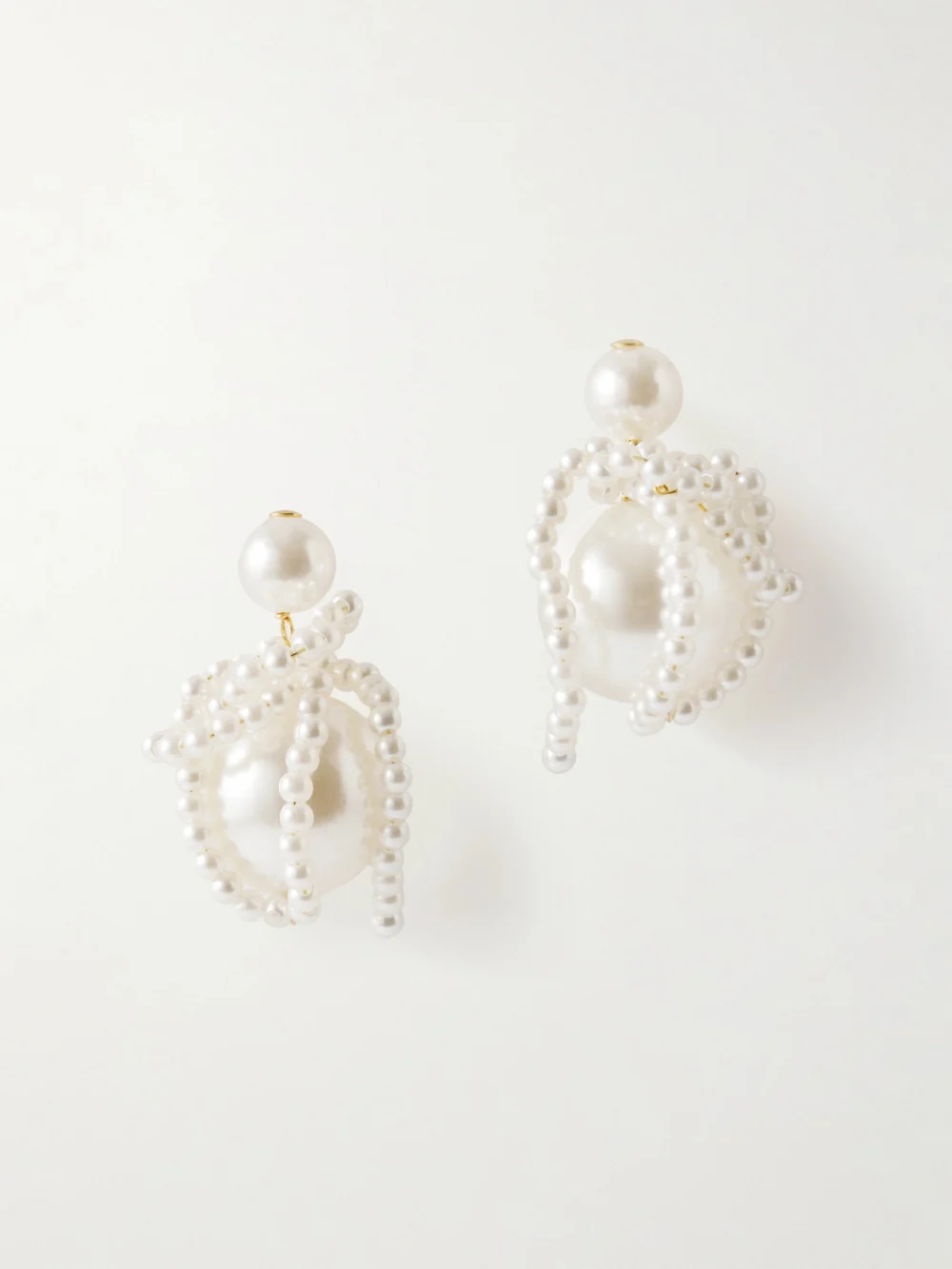 Completedworks Gold-plated Pearl-like Earrings in white