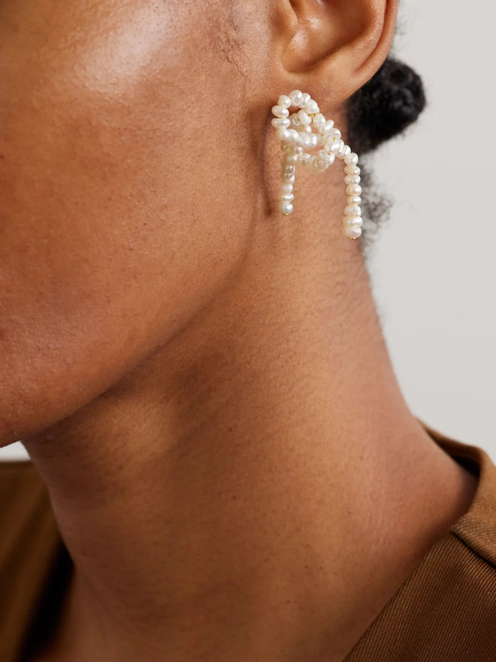 Completedworks The Break Between the Clouds Recycled Gold Vermeil Pearl Earrings, styled view