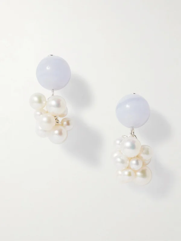 Completedworks Till the Stars Wane Recycled Silver, Agate and Pearl Earrings