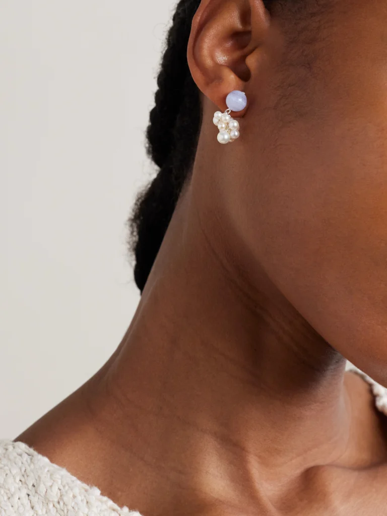 Completedworks Till the Stars Wane Recycled Silver, Agate and Pearl Earrings