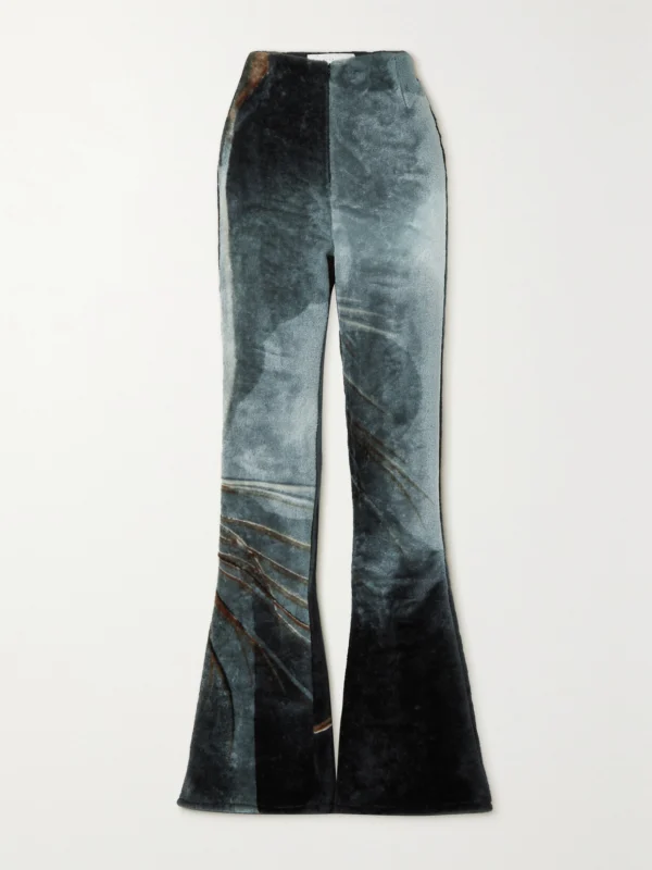 Conner Ives + the Vanguard Printed Faux Fur Flared Pants