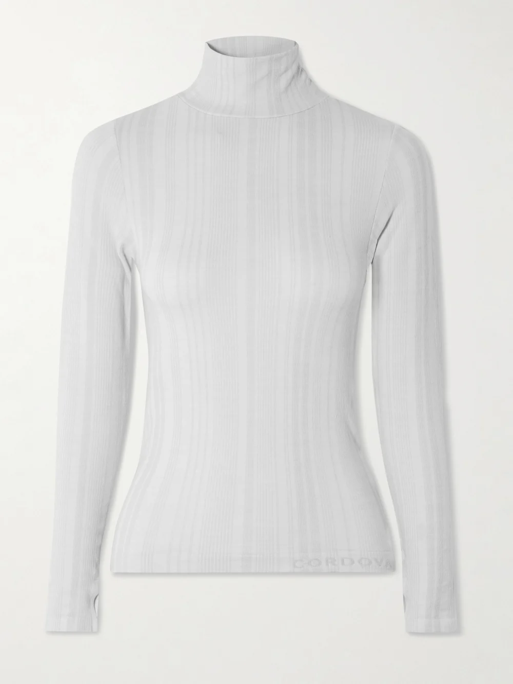 Cordova Sol Ribbed Stretch-jersey Turtleneck Top in light gray