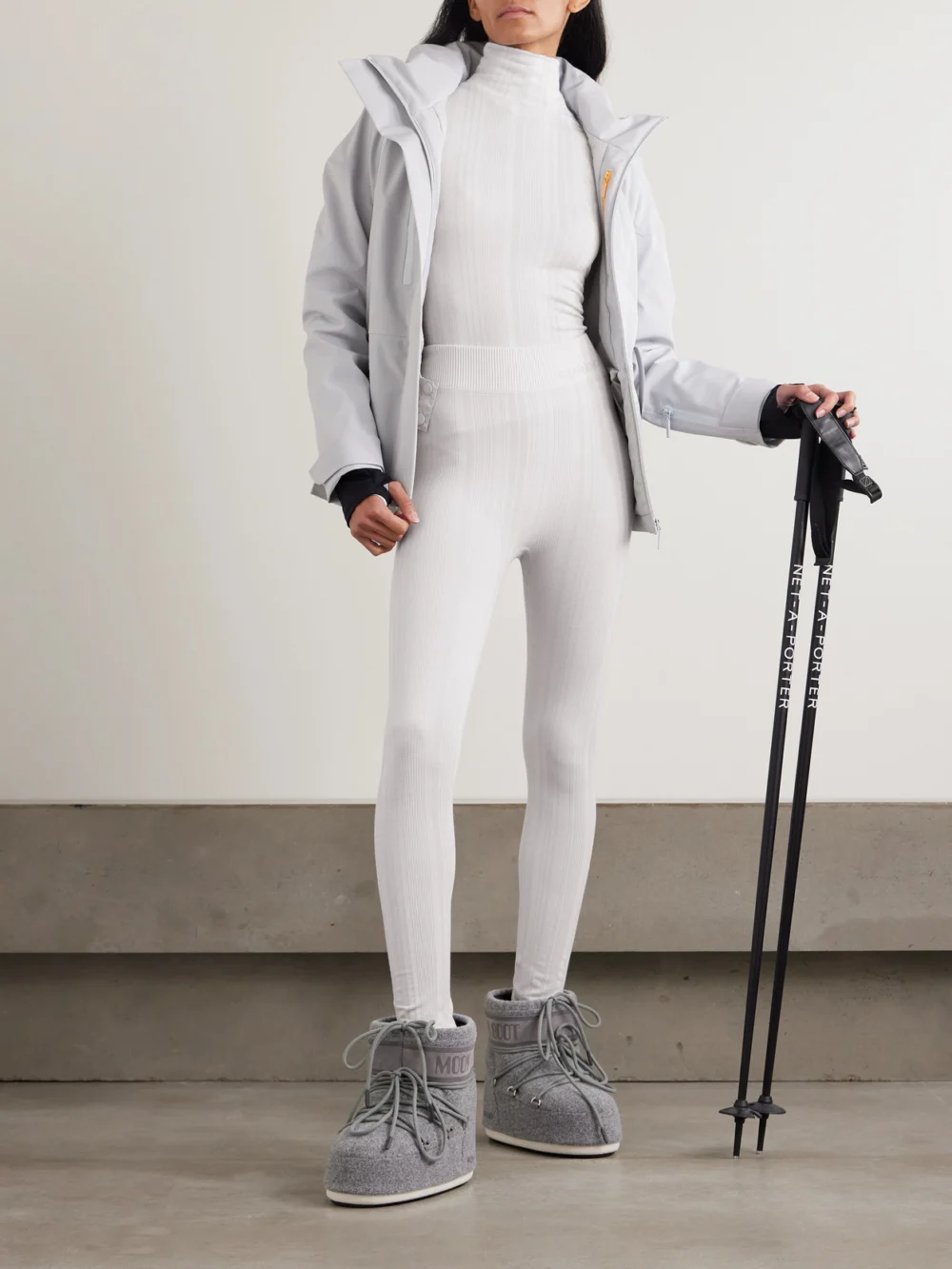Cordova Sol Ribbed Stretch-jersey Turtleneck Top, styled view