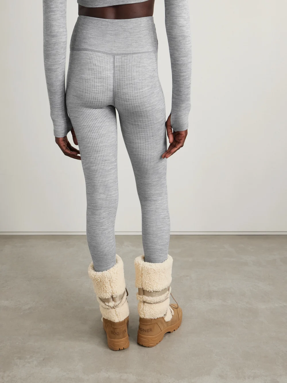 Back view of the Cordova Stowe Ribbed Wool-blend Leggings